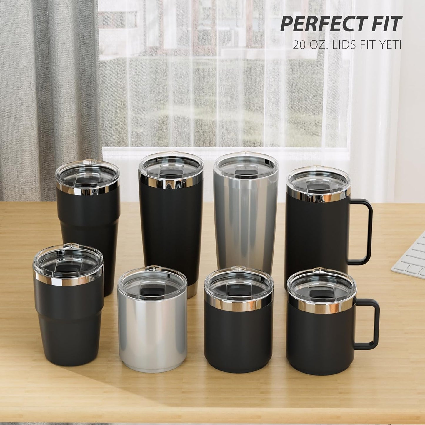 20 oz Tumbler Lid for YETI, 2 Pack Replacement Lids for YETI 20oz Tumbler & 10 oz Lowball, 10 oz Mug, Coffee Cup Covers with Magnetic Slider for Gift, BPA Free