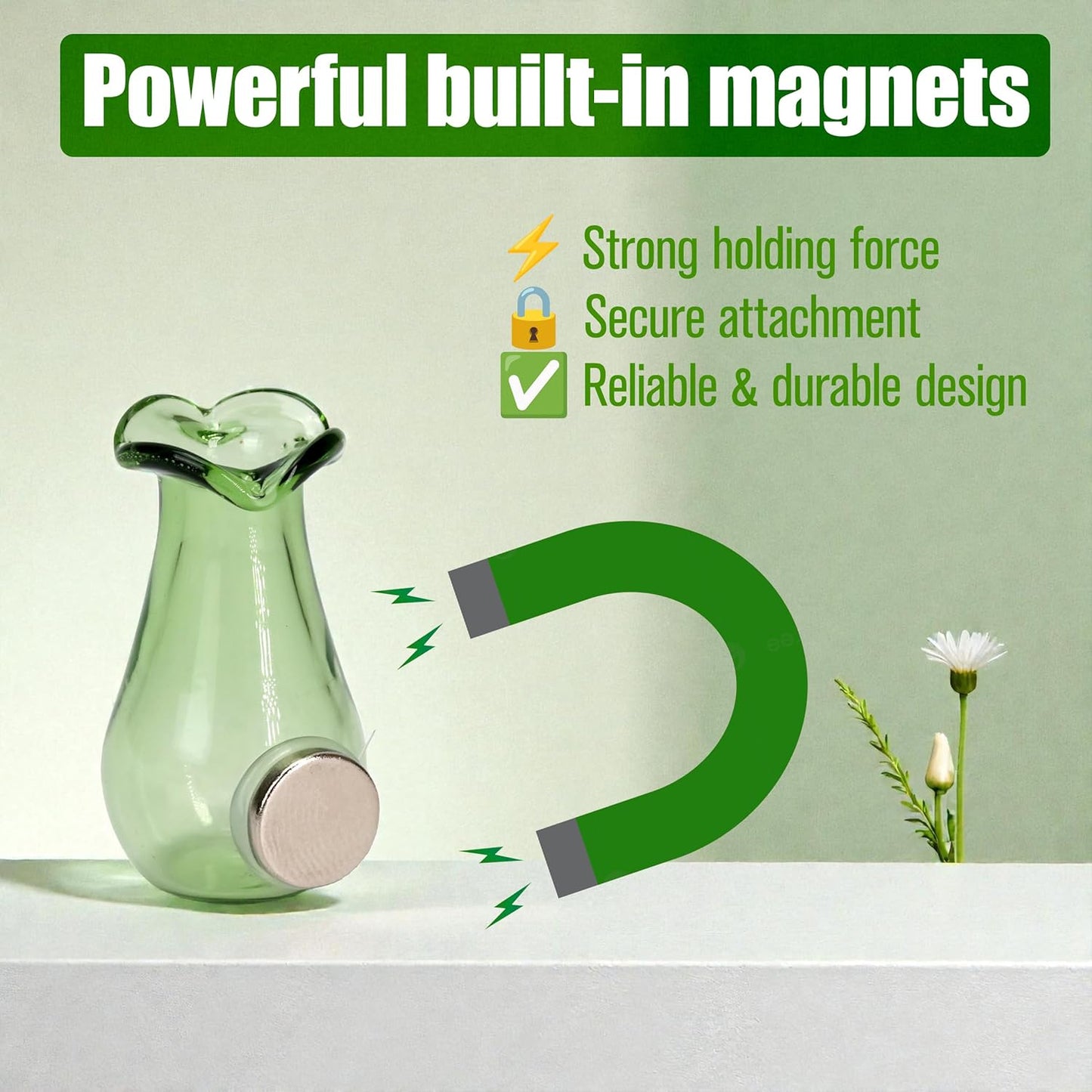 20pcs Mini Flower Pot Magnets for Fridge Glass Magnetic Vase for Refrigerator,Tiny Cute Bud Planters, Funny Aesthetic Plant Accessories for Locker, Office, Kitchen Decoration, Small Design Gift Idea