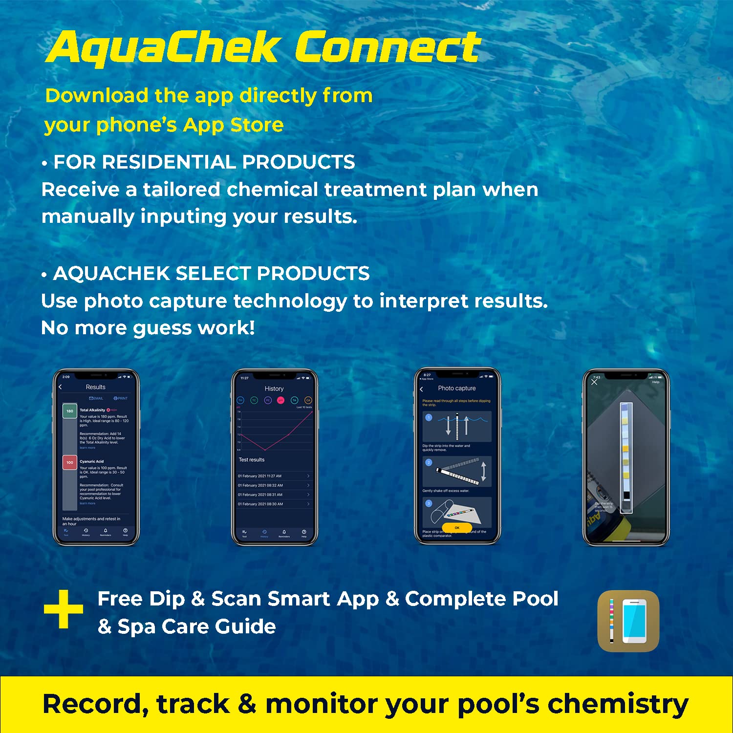 AquaChek 7-Way Pool and Spa Test Strips - Silver Pool Test Strips For 