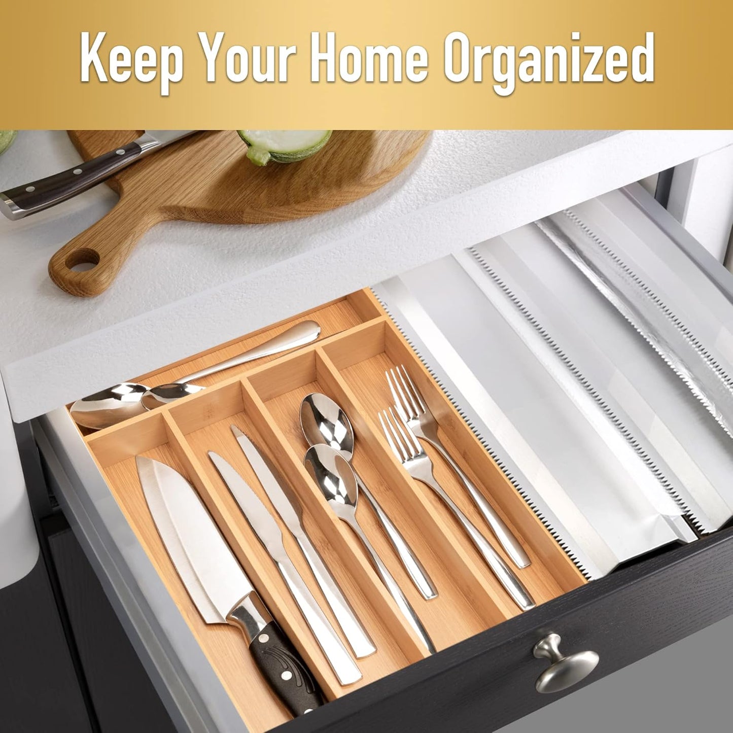 Silverware Organizer Kitchen Drawer Organizer Utensil Organizer Bamboo