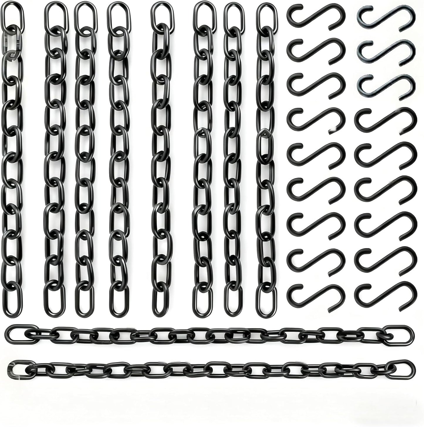 Black Hanging Plant Chains Kit, 10-Inch Adjustable Plant Hangers with Hooks and Clip for Hanging Baskets, Bird Feeders, Wind Chimes, Planters and Porch Signs 10Pack