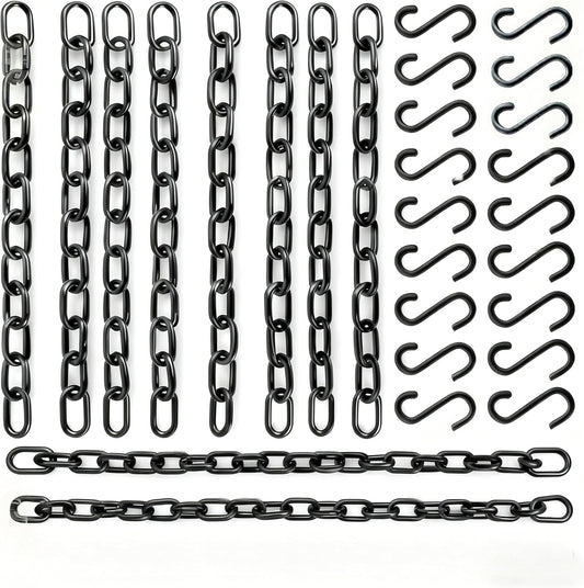 Black Hanging Plant Chains Kit, 10-Inch Adjustable Plant Hangers with Hooks and Clip for Hanging Baskets, Bird Feeders, Wind Chimes, Planters and Porch Signs 10Pack