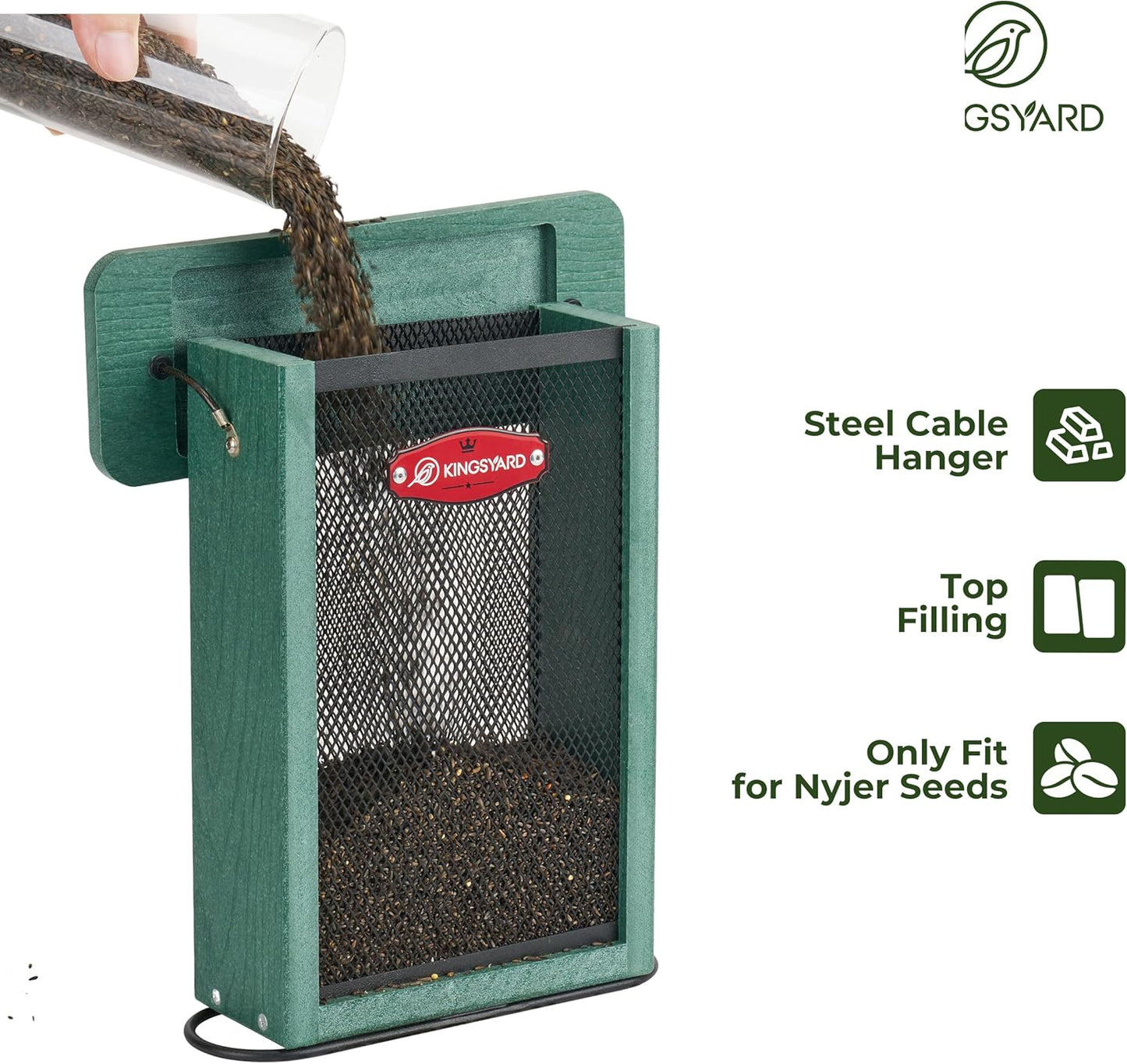 Kingsyard Metal Mesh Bird Feeder for Outdoors Hanging, Finch Feeder fo