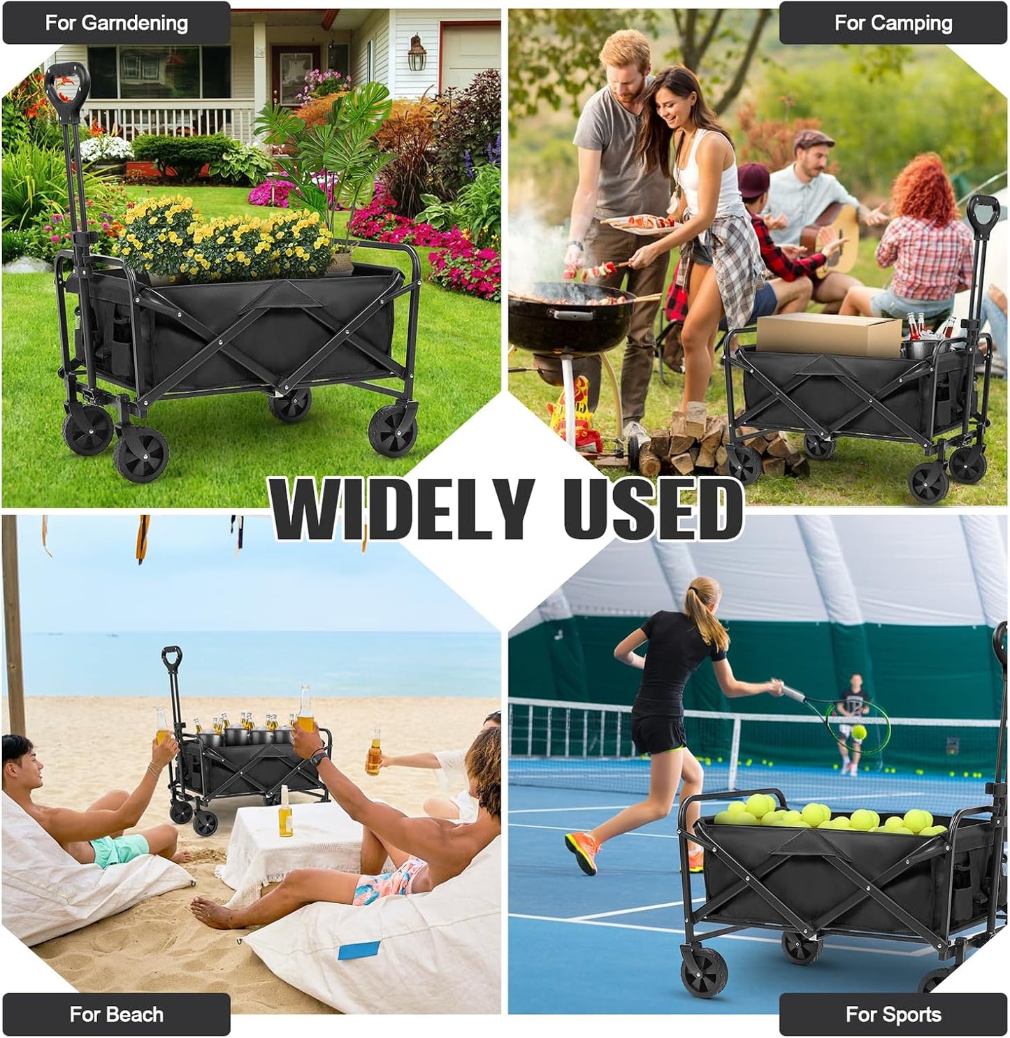 Collapsible Wagon Cart Foldable,Wagon Carts with Wheels Folding,Utilit