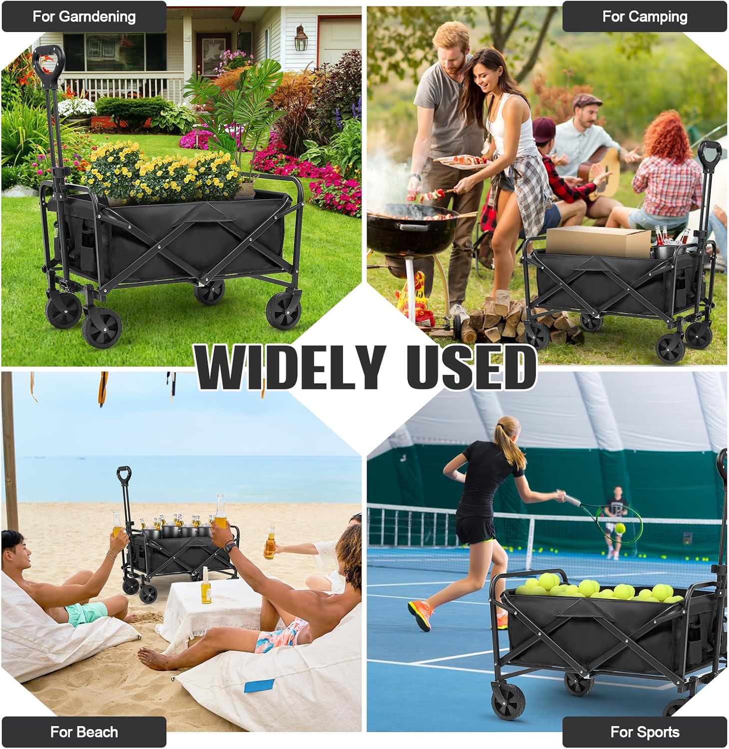 Collapsible Wagon Cart Foldable,Wagon Carts with Wheels Folding,Utilit