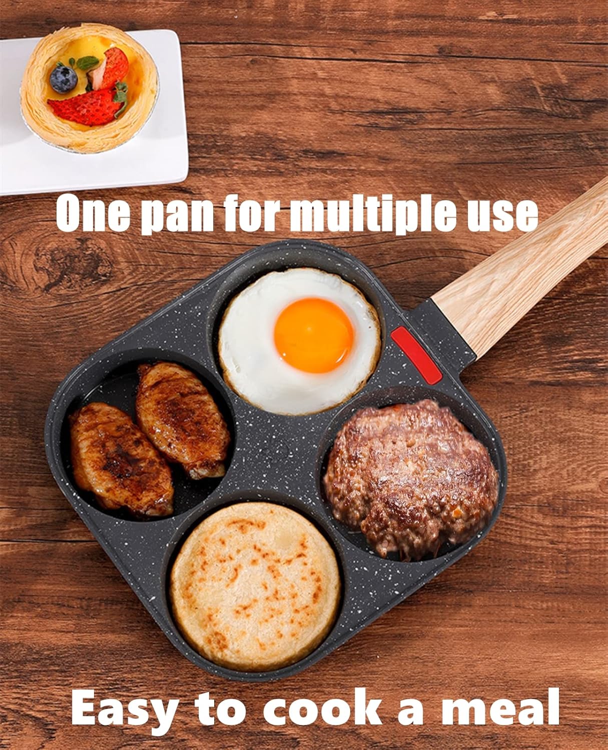 4-Cup Egg Pan Nonstick, and Granite Egg Frying Pan, Versatile Breakfast Skillet for Eggs, Pancakes, Plett, Crepes, Compatible with Gas Stove and Induction Cooktop