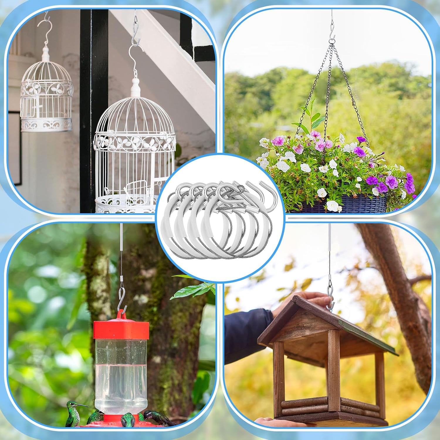 4pcs Bird Feeder Hanger for Tree with S-Hook Hanging Cable Tree Limb P