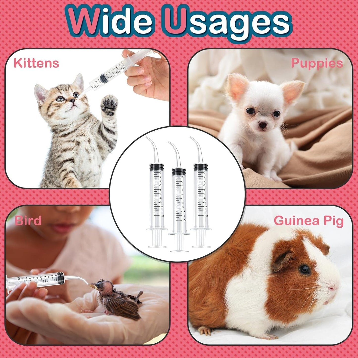 12 Pieces Baby Bird Feeding Syringe 12 ml Pet Liquid Syringes Kitten F
