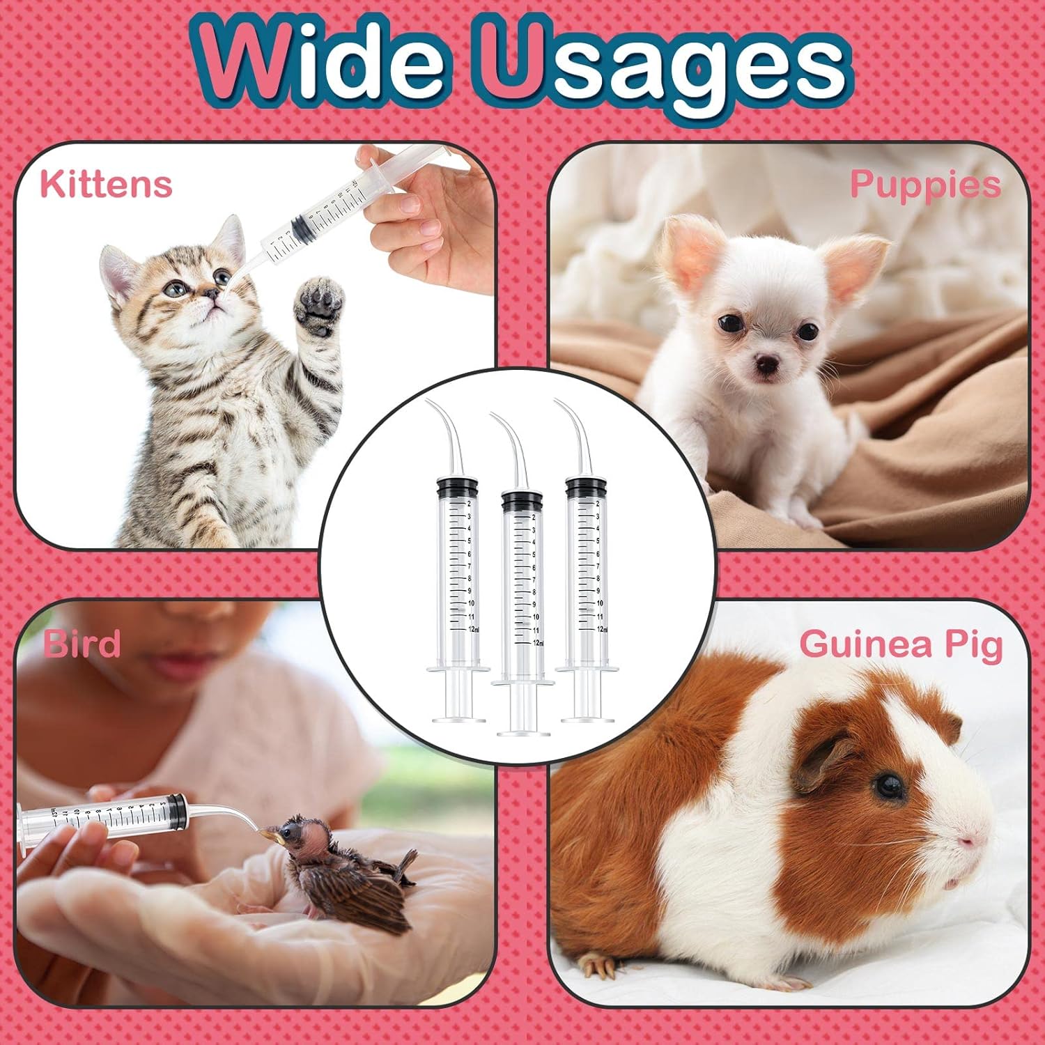 12 Pieces Baby Bird Feeding Syringe 12 ml Pet Liquid Syringes Kitten F