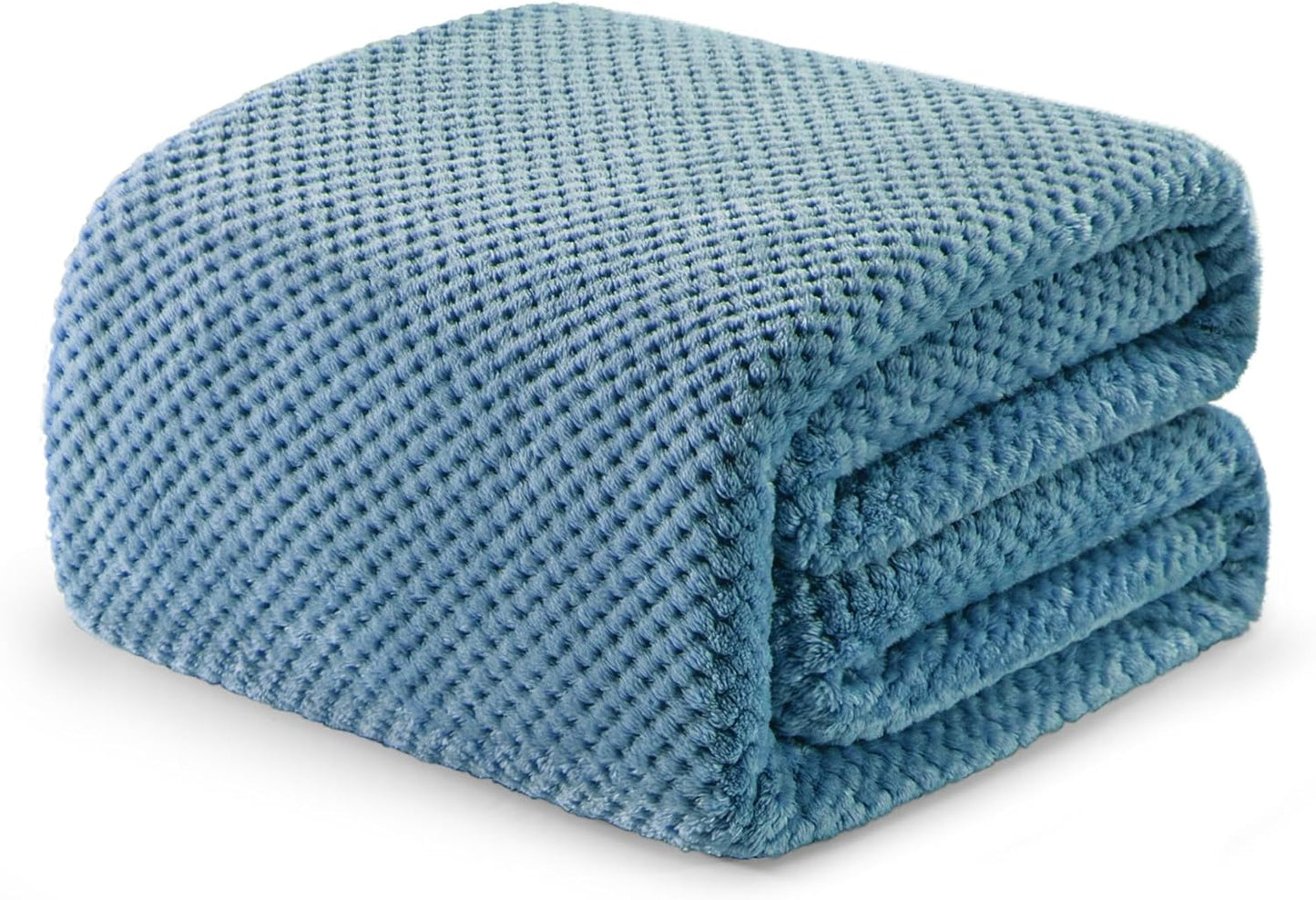 Exclusivo Mezcla Fleece Throw Blanket Extra Large, Super Soft and Warm Blankets for Couch, Sofa and Bed Waffle Textured, Cozy, Fuzzy and Lightweight (Slate Blue, 50x70 Inches)