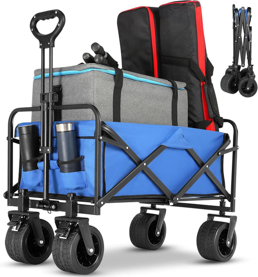 Collapsible Foldable Beach Wagon,Folding Wagon Cart with Big Wheels,Ut