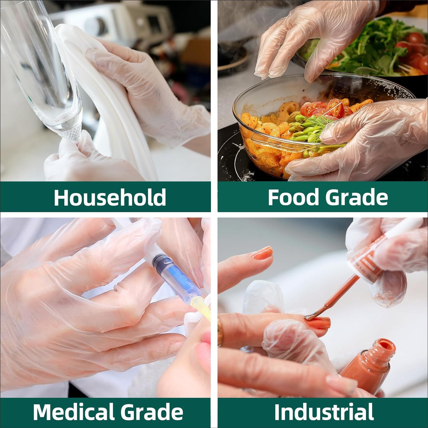 Vinyl Disposable Exam Gloves, Clear 4Mil Powder-Free Latex-Free Medica