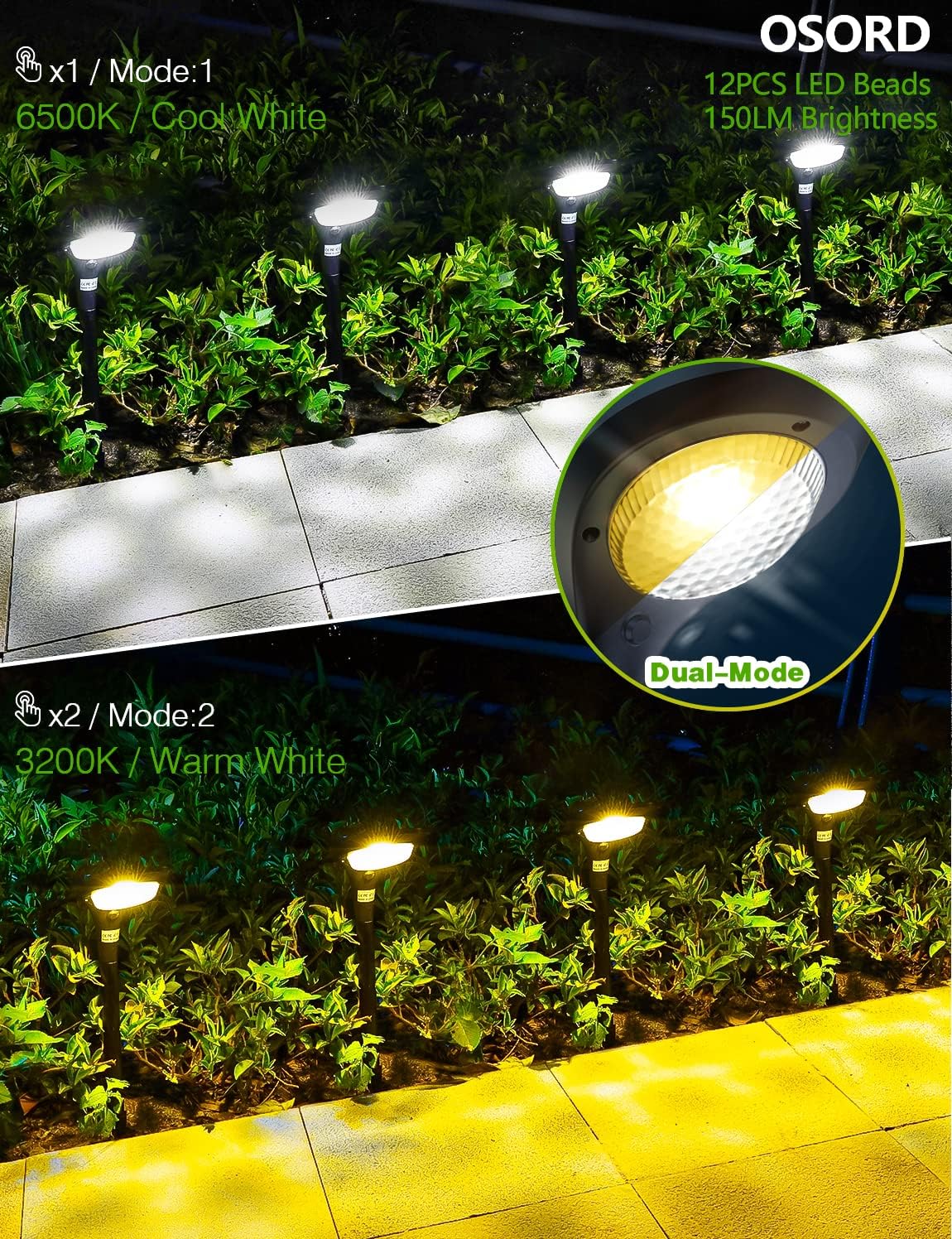 Solar Pathway Lights Outdoor 4 Pack - 150 LM High Bright Solar Lights 