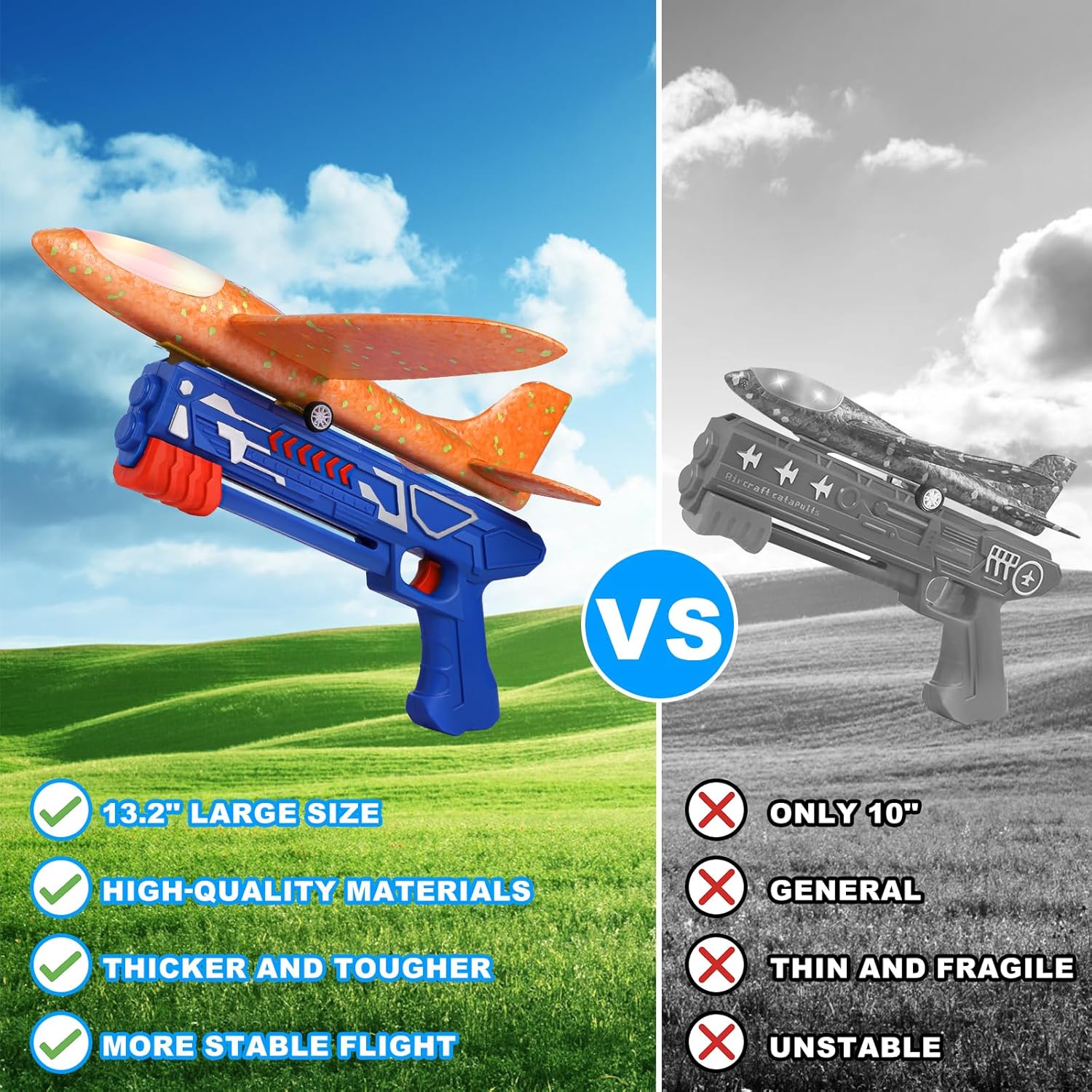 Fuwidvia 3 Pack Airplane Launcher Toys, 13.2'' LED Foam Glider Plane T