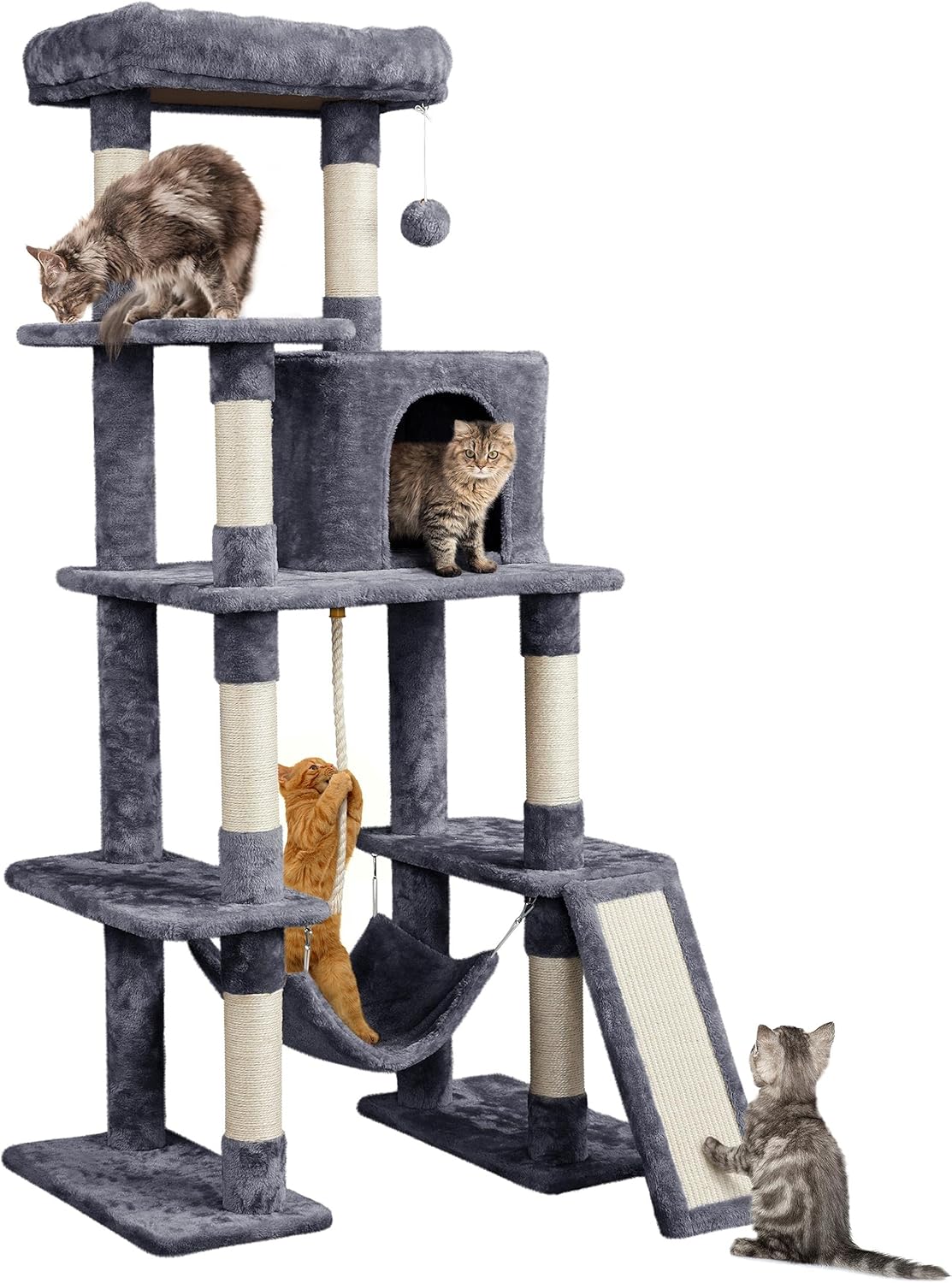 Yaheetech Large Multi-Level Cat Tree, 63 Inches Tall with Sisal-Covere