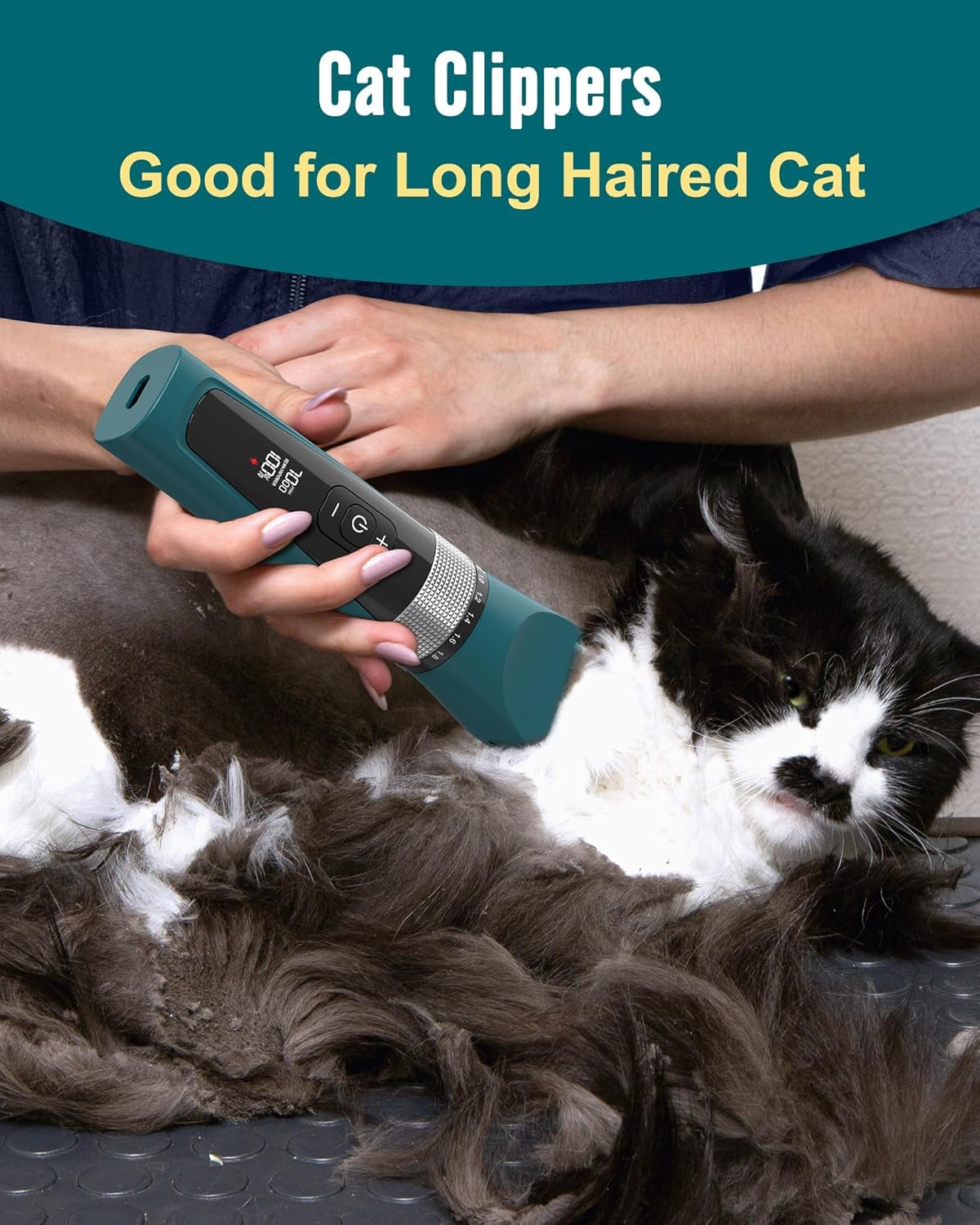 oneisall Cat Clippers for Matted Hair, 5-Speed Quiet Cat Grooming kit,