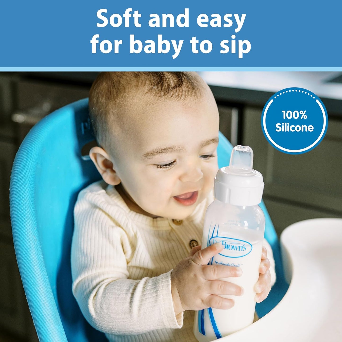 Dr. Brown’s Milestones Options+ Sippy Spouts, 2-Pack Narrow, Soft 100% Silicone Baby Bottle Sippy Spout, 6m+