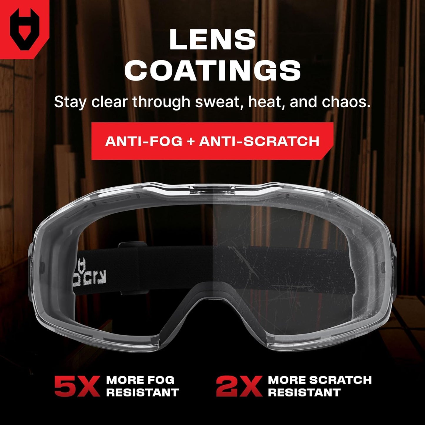 NoCry Anti Fog Safety Goggles Over Glasses For Men And Women — ANSI Z8