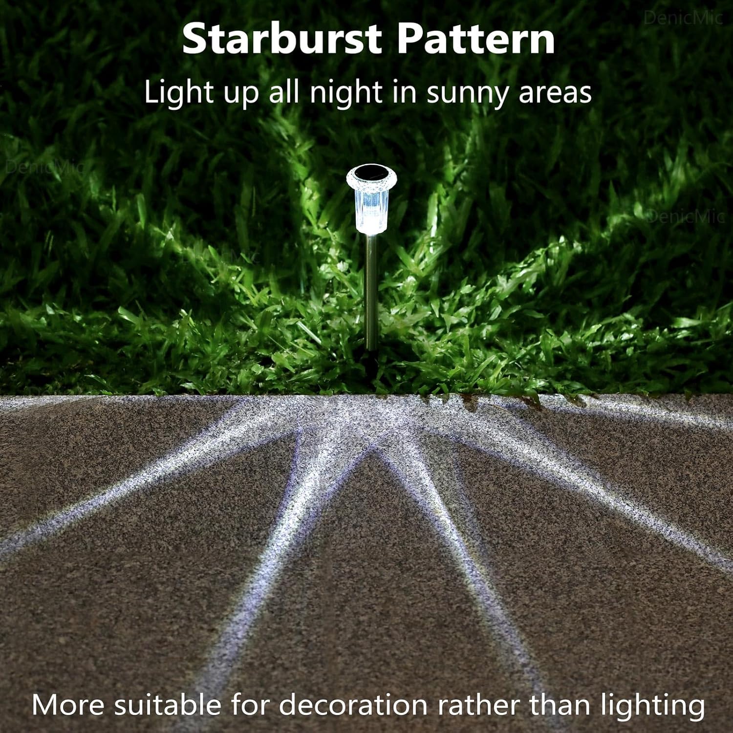 DenicMic Solar Lights Outdoor 10 Pack Waterproof 6000K Cold White LED 