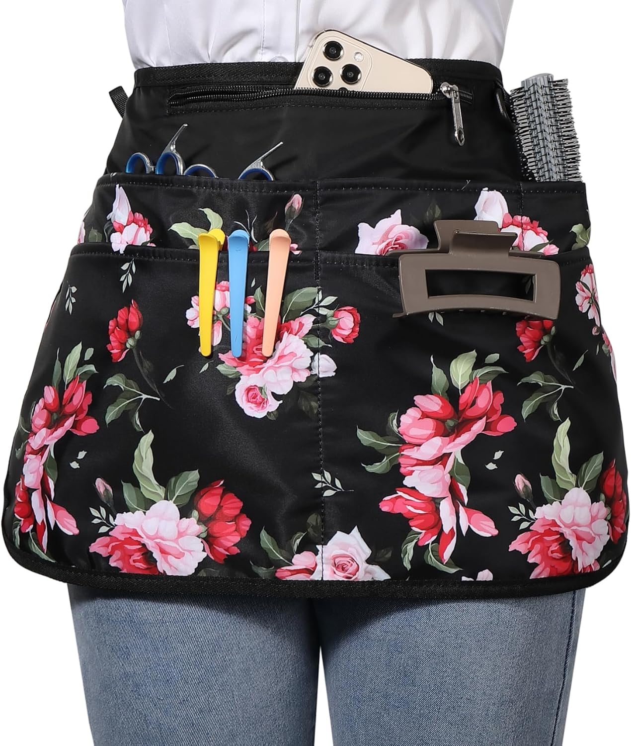 Barber Apron with 6 Pockets, Waterproof and Bleach-proof Hair Stylist 