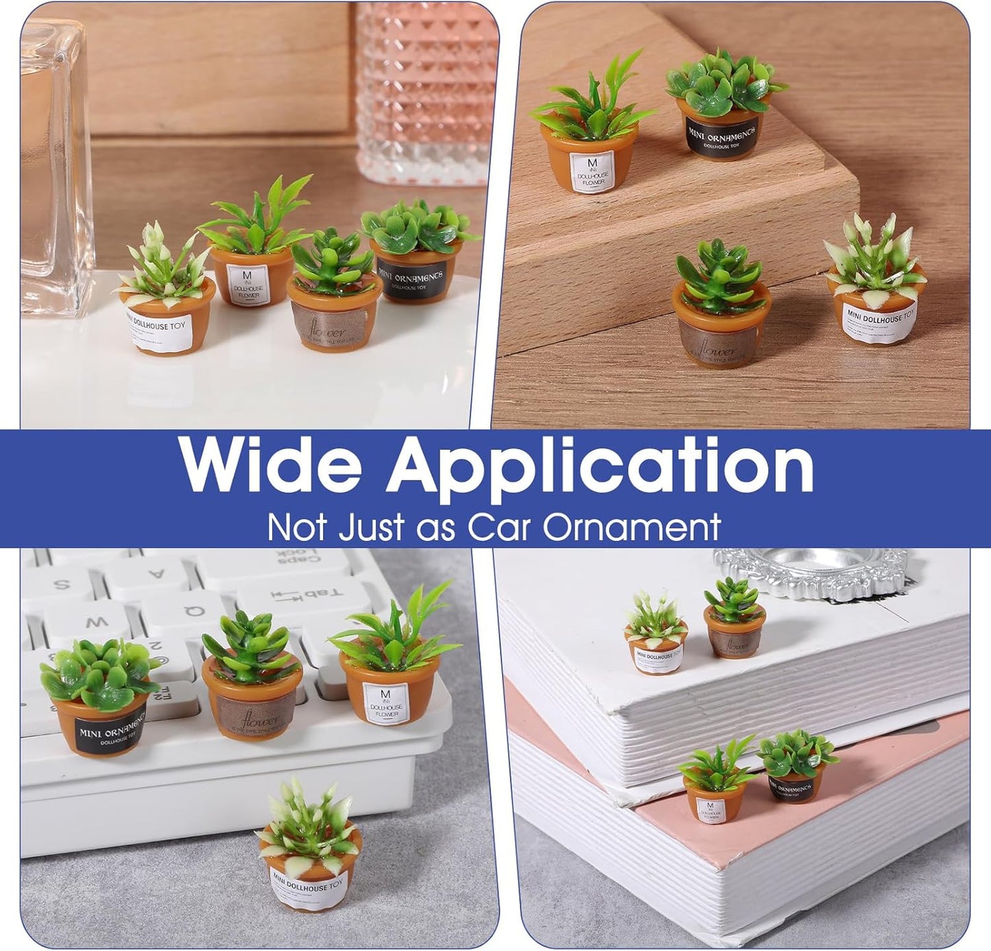 Mini Car Plant Decor,4Pcs Cute Succulent Dashboard Decorations Mini Succulent Car Ornament Mirror Window Ornaments Table Home Decor for Dashboard Flower Pots