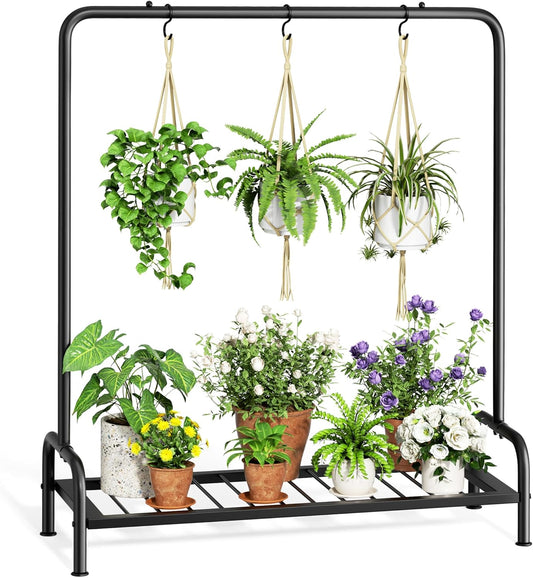 Plant Stand Outdoor Tall 40'' Plant Shelf For Patio Metal Plant Rack F