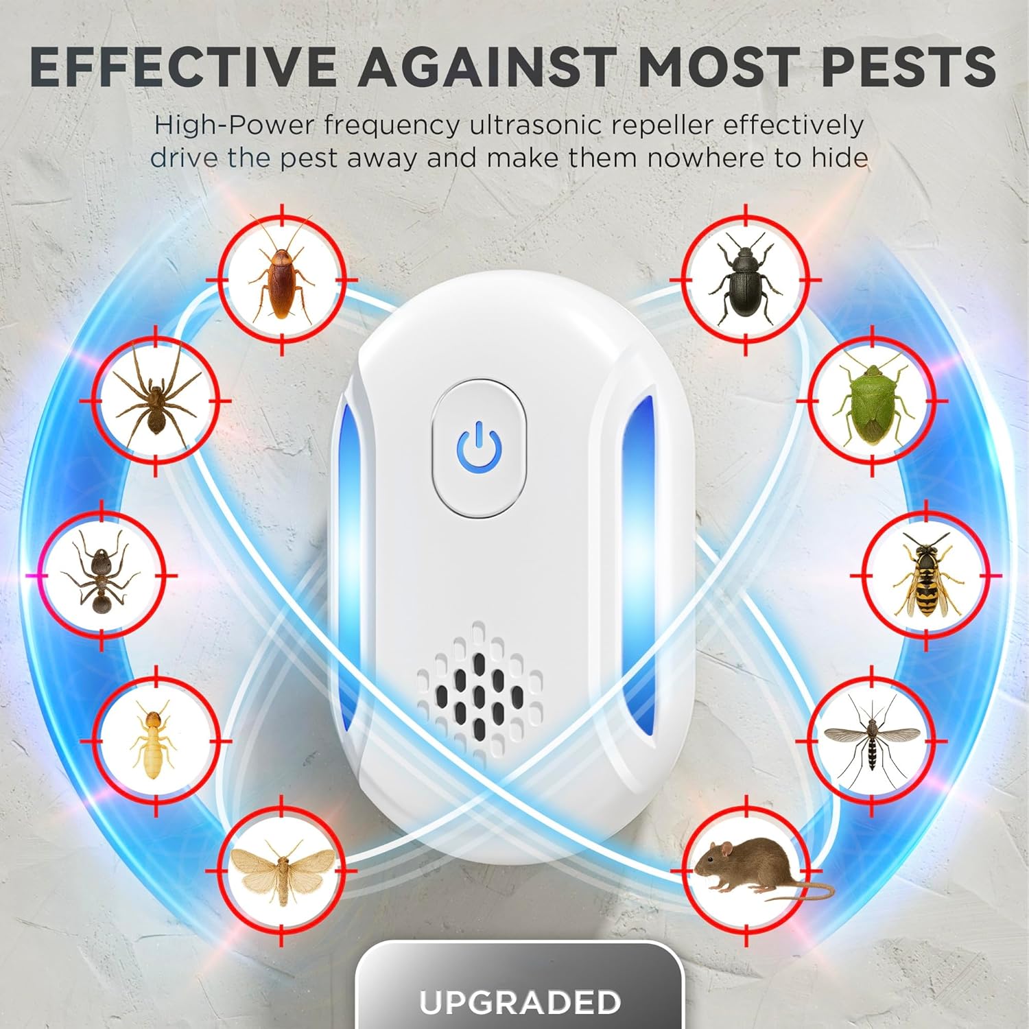 Ultrasonic Mouse & Pest Indoor Repeller Plug-in, Repellent for Rodent,