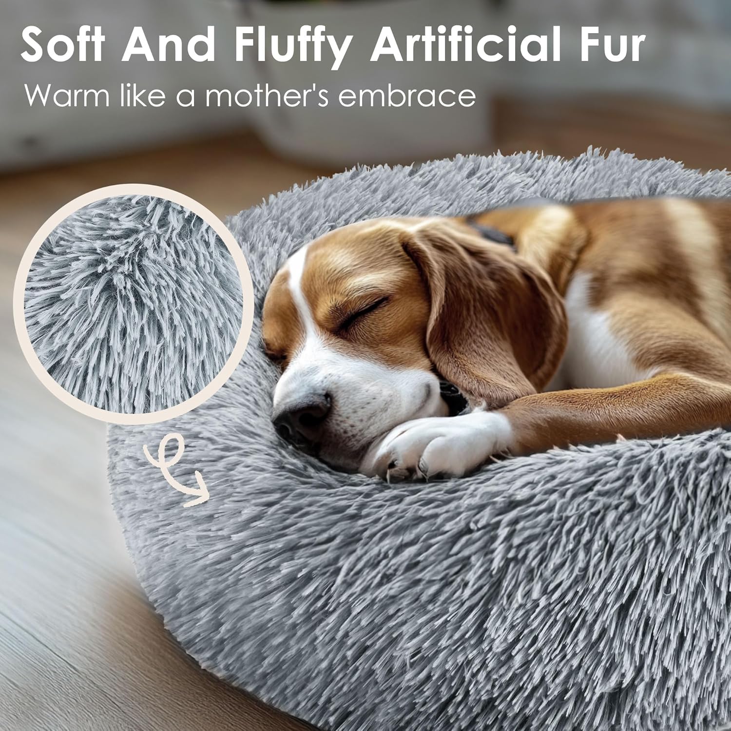 Hoewina Dog & Cat Bed for Indoor Cats, 20in Calming Donut Bed for Pupp