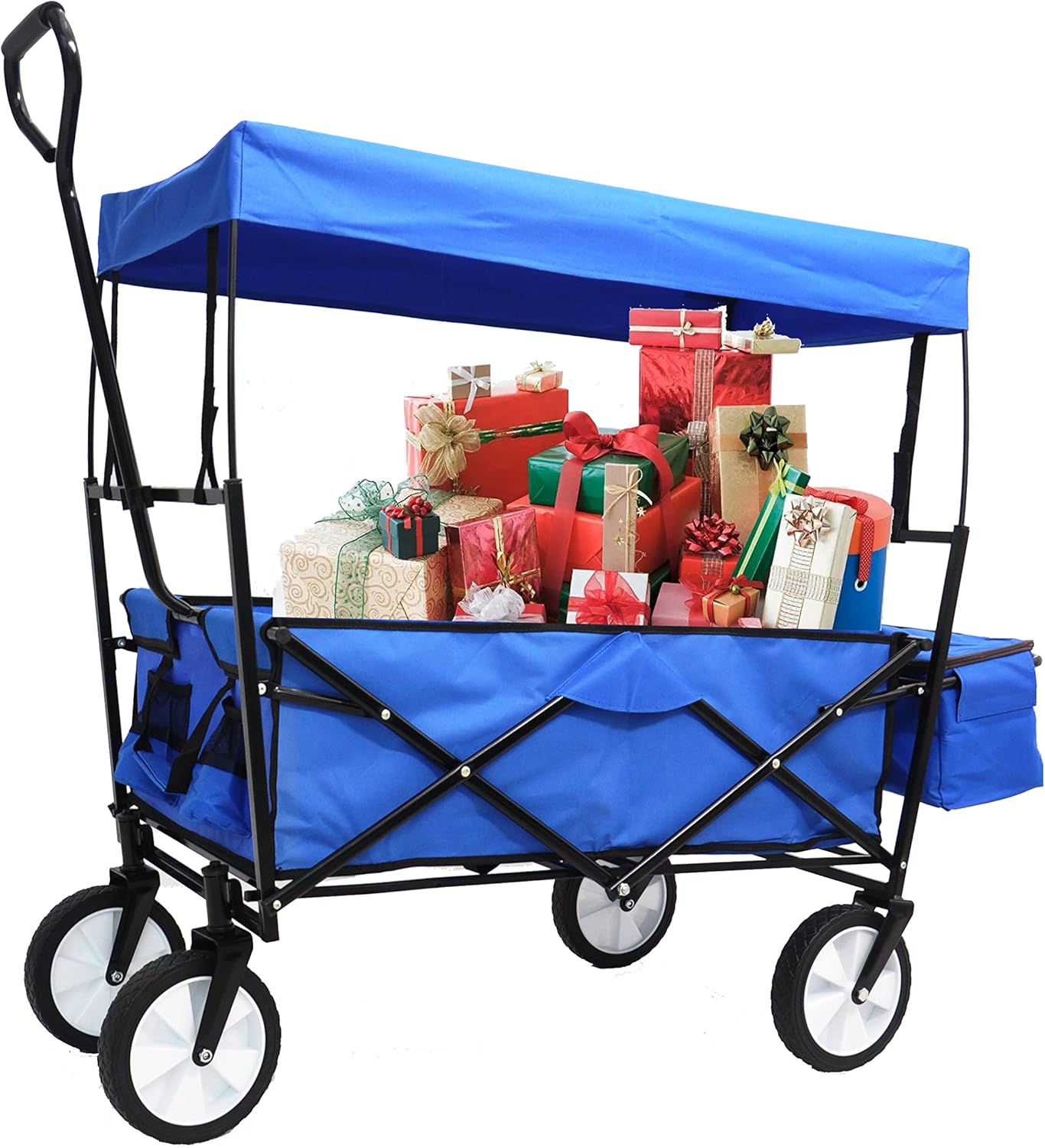 Garden Shopping Beach Cart Folding Wagon with Umbrella Accessories Pac