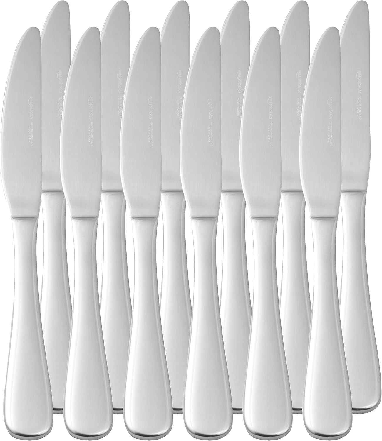 Amazon Basics Stainless Steel Dinner Knives with Round Edge, Silverwar