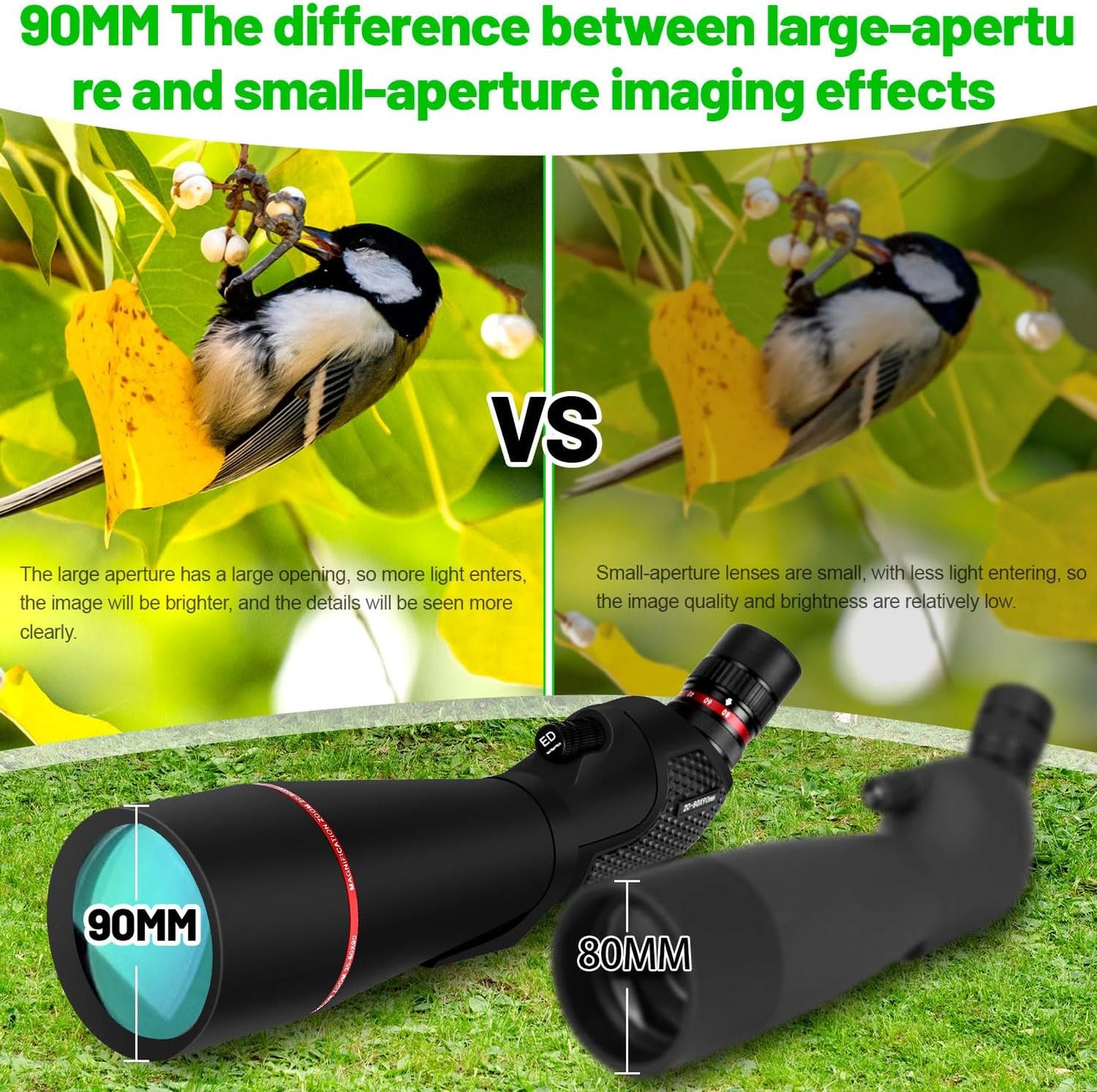 Spotting Scopes,20-80x90mm Birding Scope Equipped with Tripod and Phone Holder,and Can Also Be Used as a Spotting Scopes for Target Shooting,Hunting and Other Multi-Purpose Spotter Scope