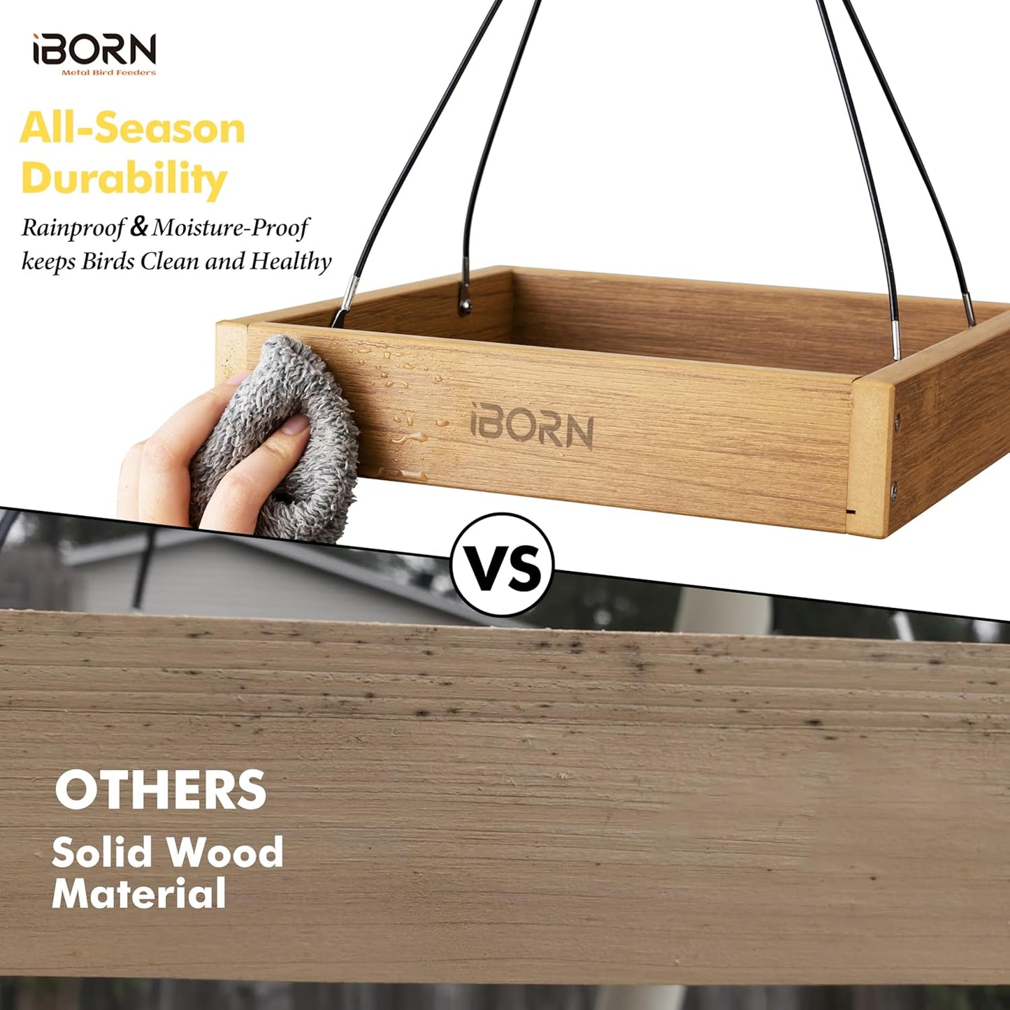 iBorn Platform Bird Feeder Tray, Bird Feeders for Outdoors Hanging, Fl