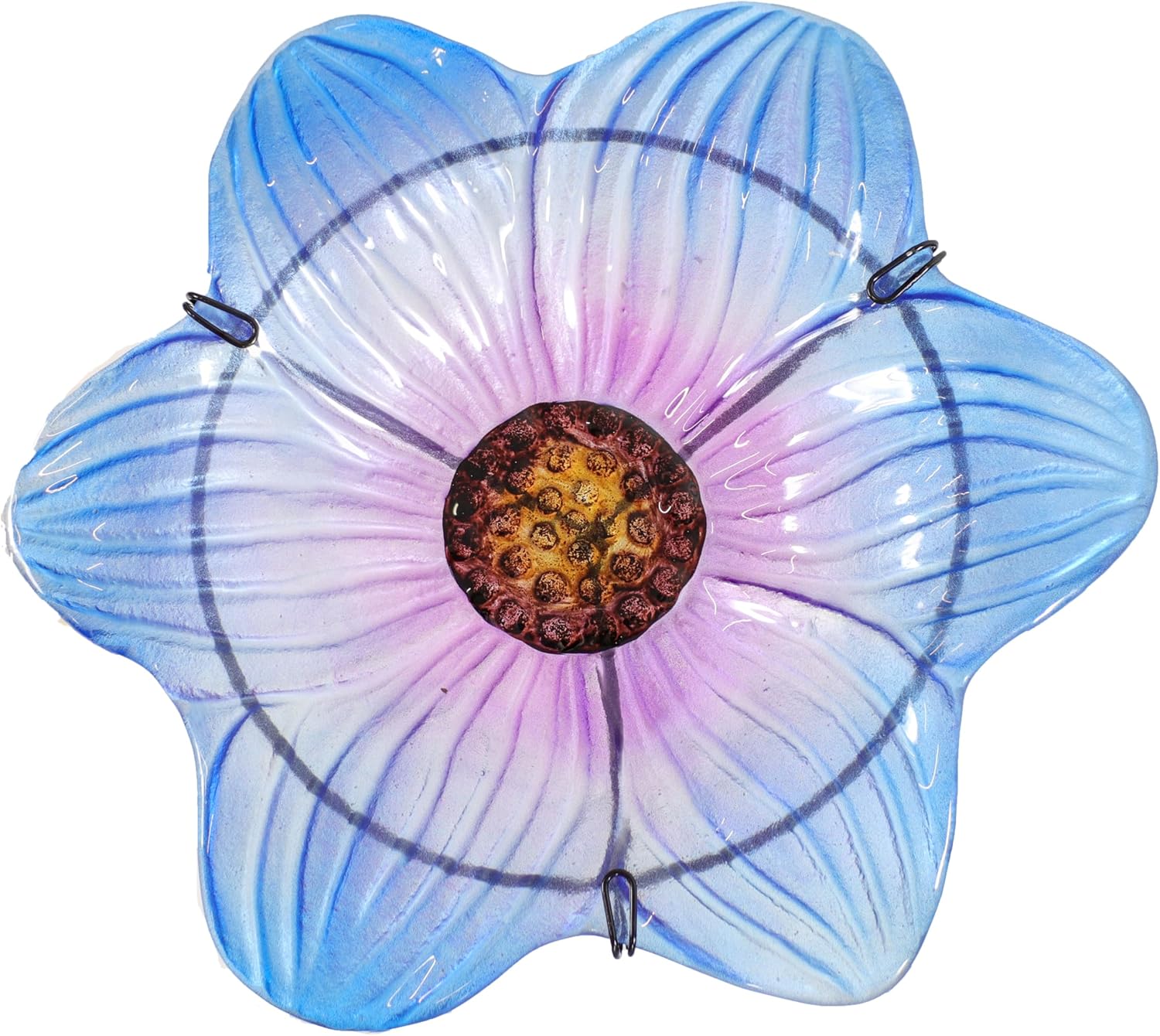 Sunnydaze Glass Bird Bath Bowl - 11.5" Diameter - Includes Deck Clamp 