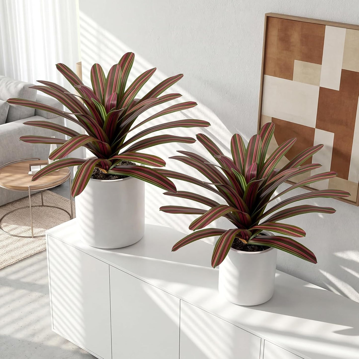 Agave Plant Artificial 23.6" Faux Agave Plant Indoor Outdoor Fake Agave 33 Leaves with Striped Texture Realistic Greenery for Porch Patio Home Decor 2 Pack Without Pot(Purple Green)