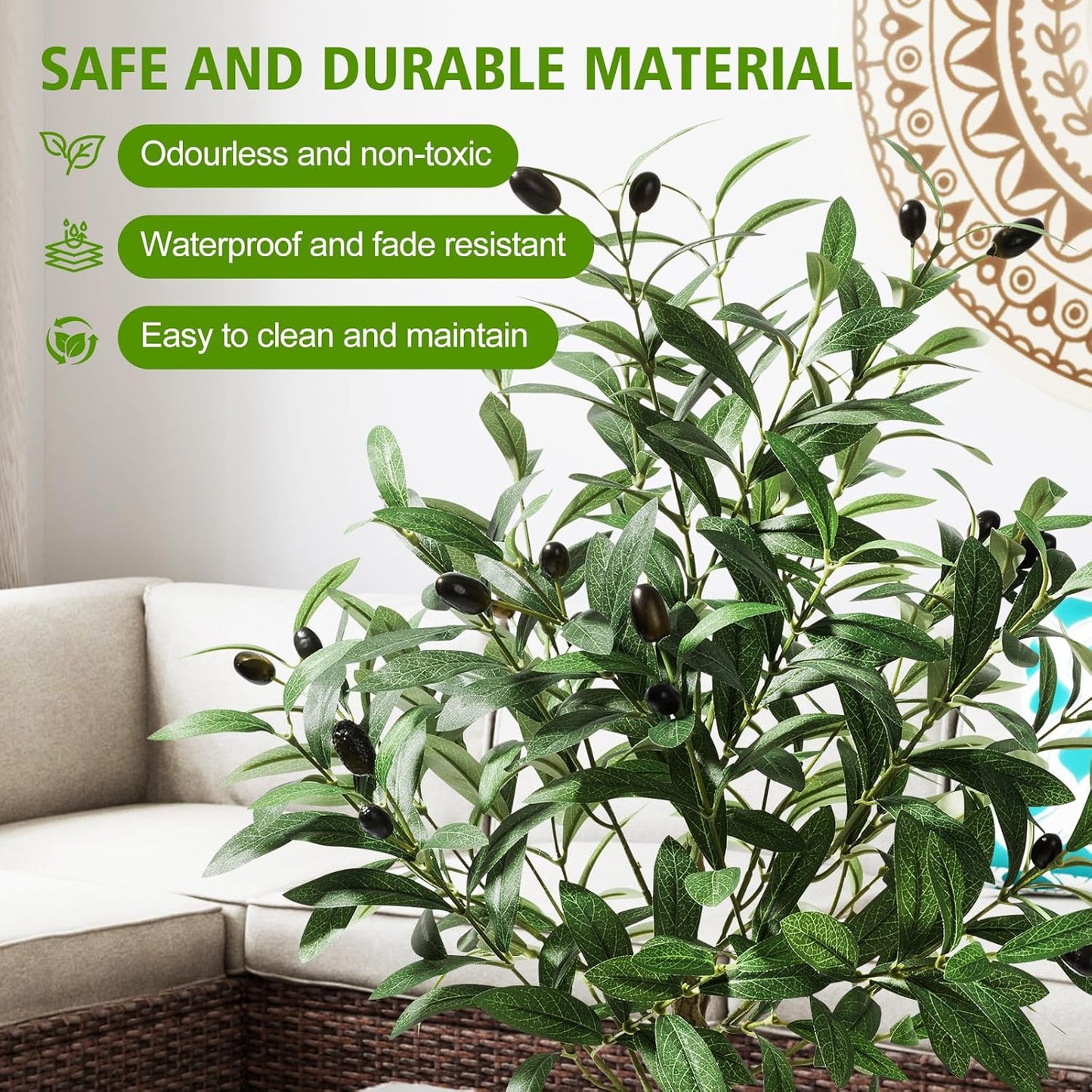 2ft Artificial Olive Tree with Pot, Tabletop Faux Plants Mini Trees for Home Office Living Room Modern Decor