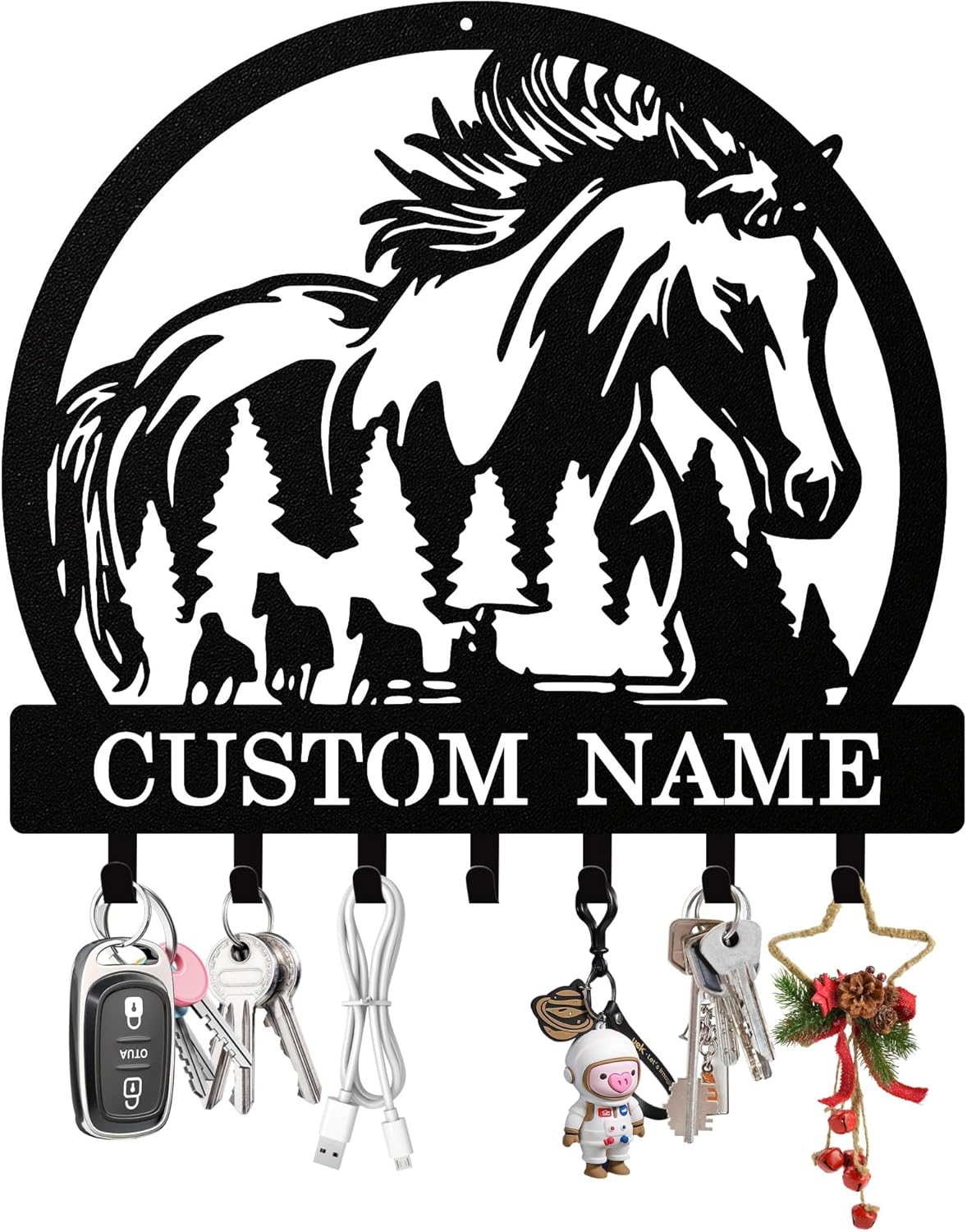 Personalized Horse Key Holder Wall Mount, Custom Metal Keys Holder for