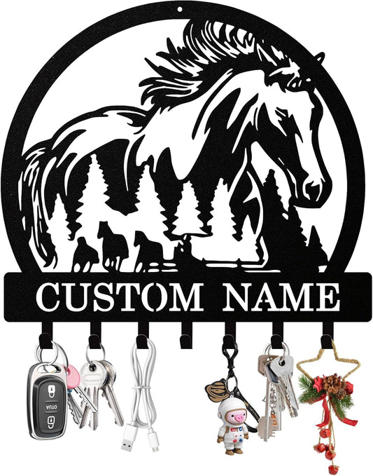 Personalized Horse Key Holder Wall Mount, Custom Metal Keys Holder for