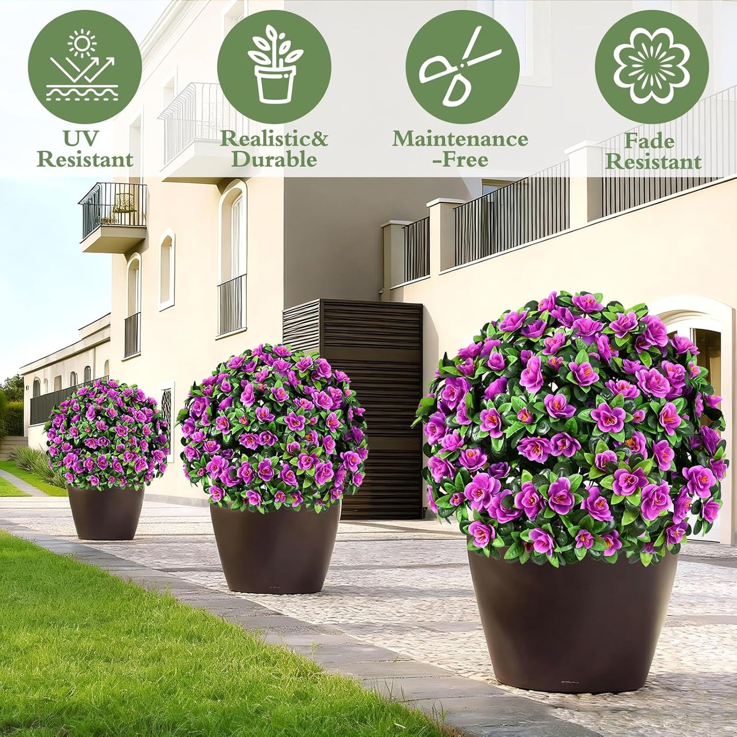 Waipfaru 1 Pack Artificial Flowers Topiary Ball Trees for Outdoors, 24