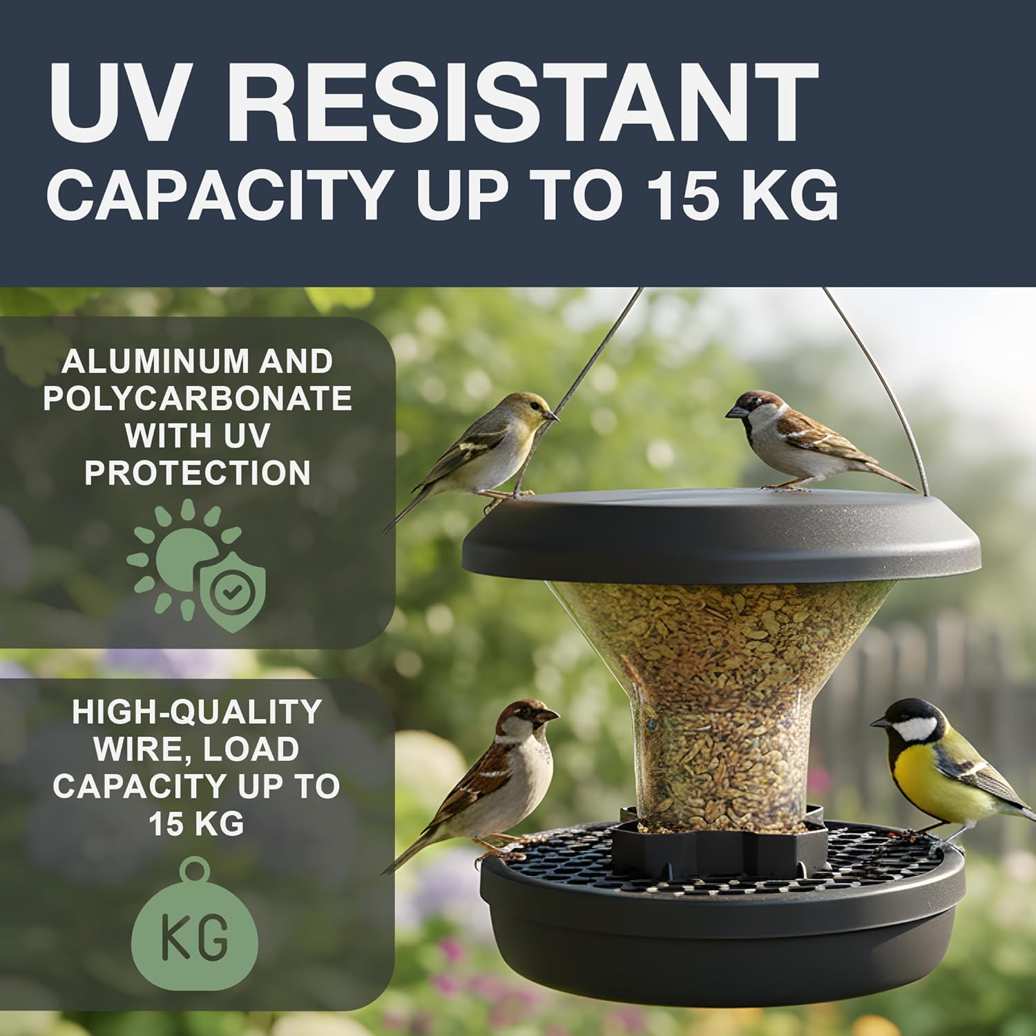 SWISSINNO Smart Birds “Chur” Squirrel-Resistant Bird Feeder – Hanging 