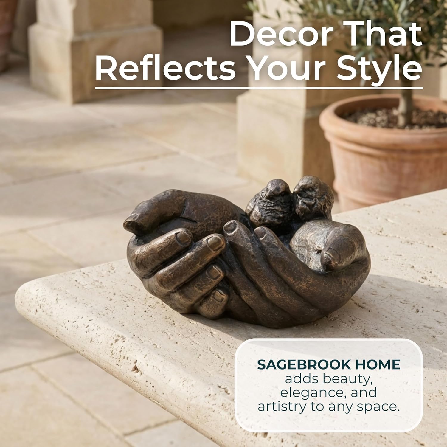 Sagebrook Home Bronze Giving Hands Birdfeeder Enchanting 9" Polyresin 