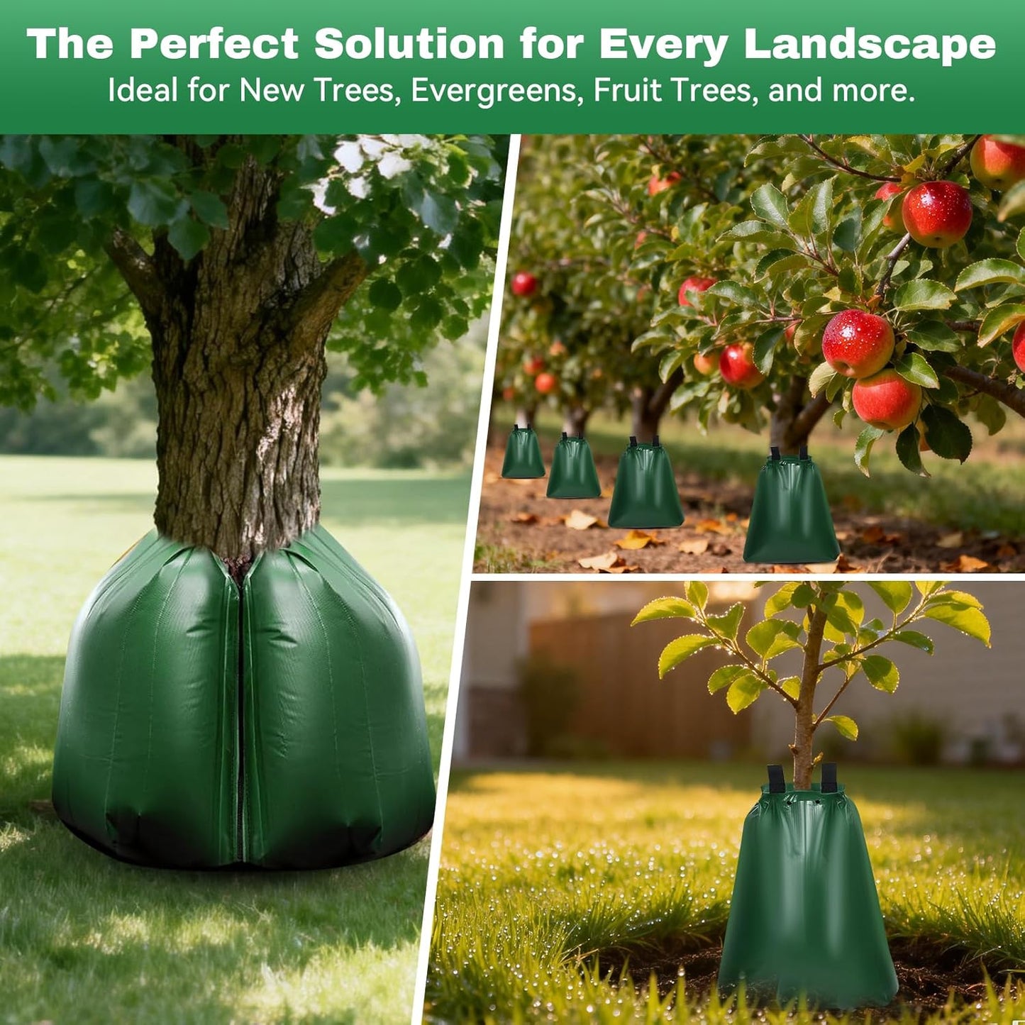 20 Gallon Tree Watering Bag 3Pcs, Slow Release Drip Irrigation for New Trees, Durable PVC Deep Root Watering Device for Water Saving, Garden & Orchard