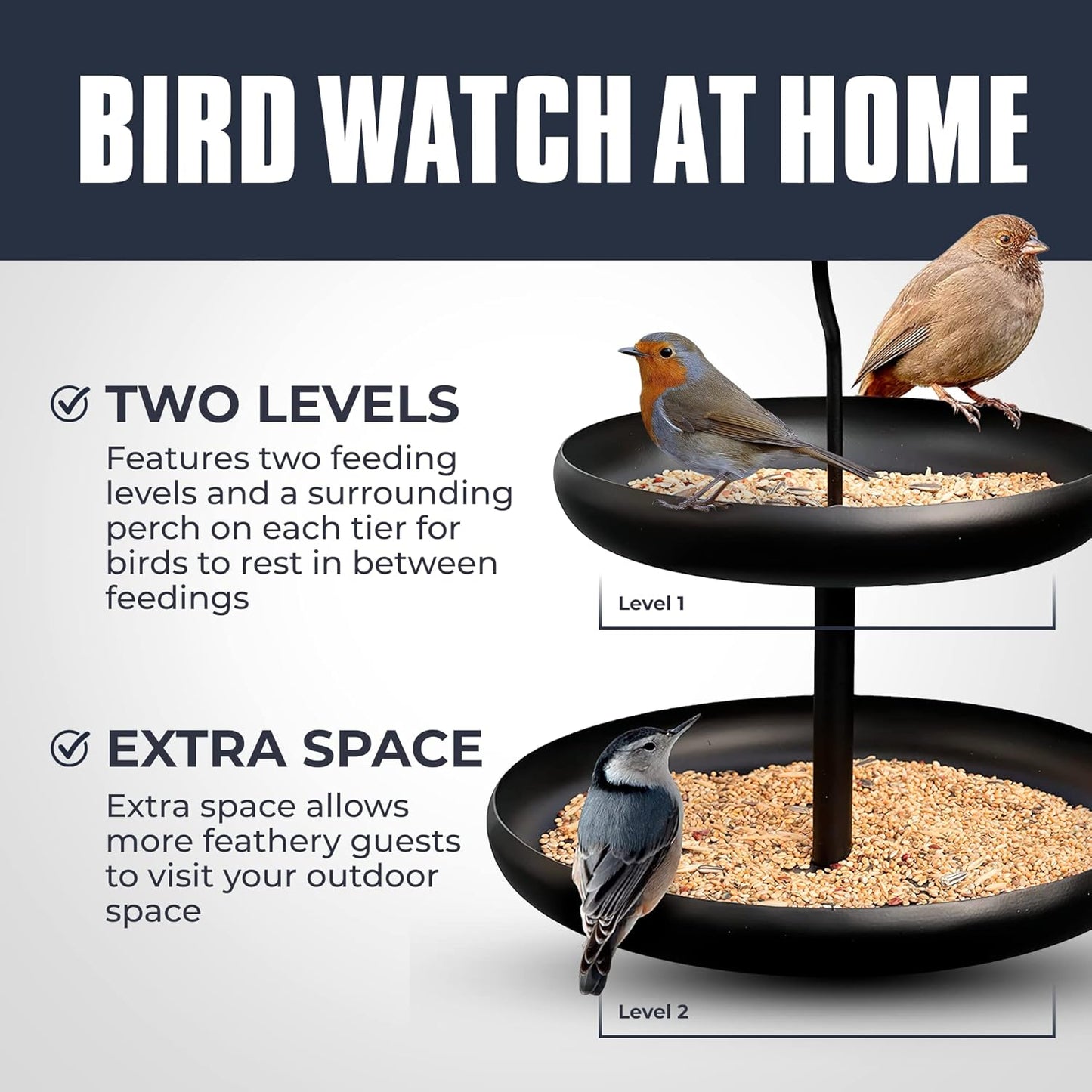 Monarch Abode Hanging Bird Feeder for Outdoors – Hanging Birdfeeder wi