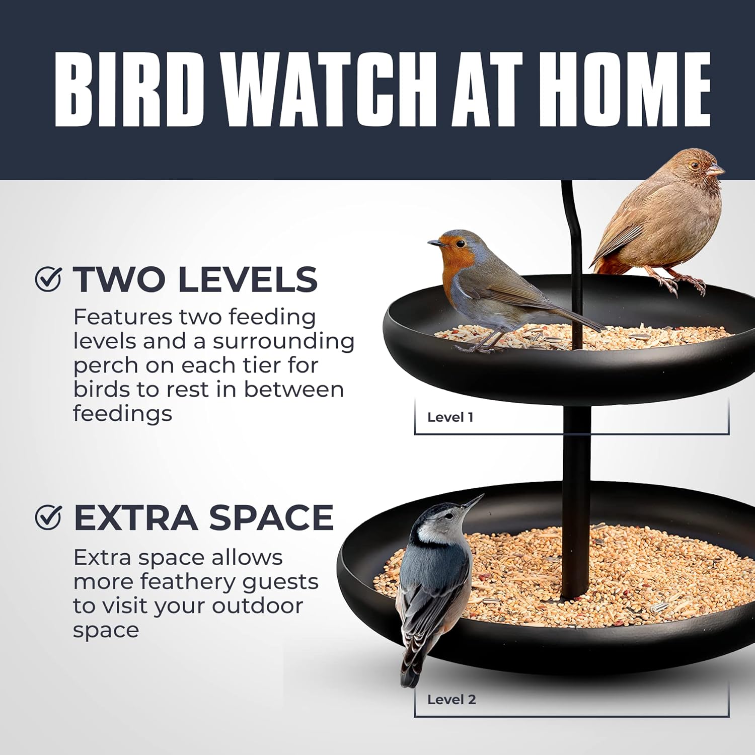 Monarch Abode Hanging Bird Feeder for Outdoors – Hanging Birdfeeder wi