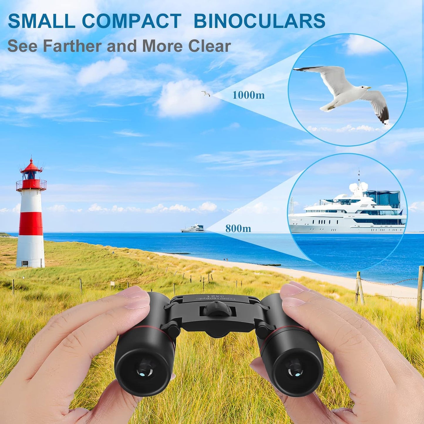 Compact Binoculars, Lightweight Foldable Small Binoculars for Adults a