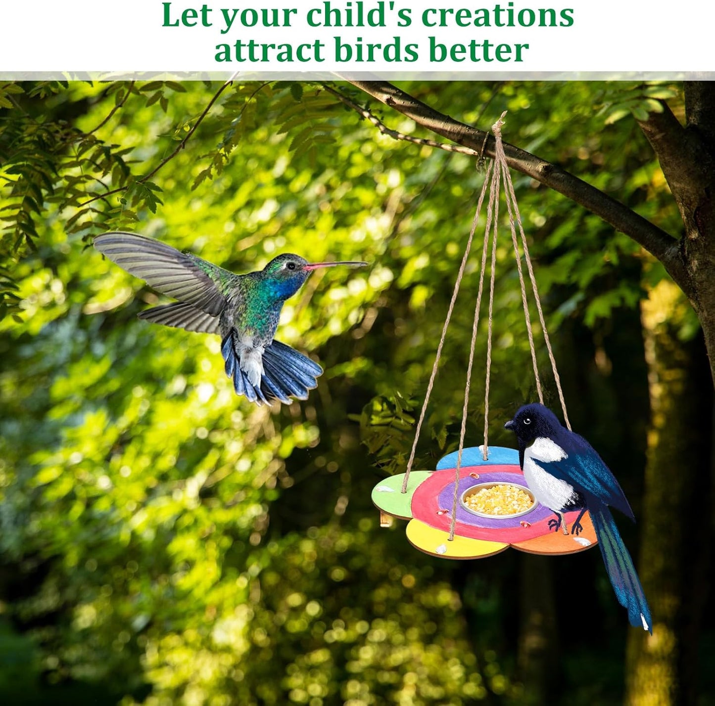 DoubleFill 60 Pcs Bird Feeder Craft Kits for Ages 3-8 Arts and Crafts DIY Wooden Painting Kits Outdoor Toys Party Favor Gifts