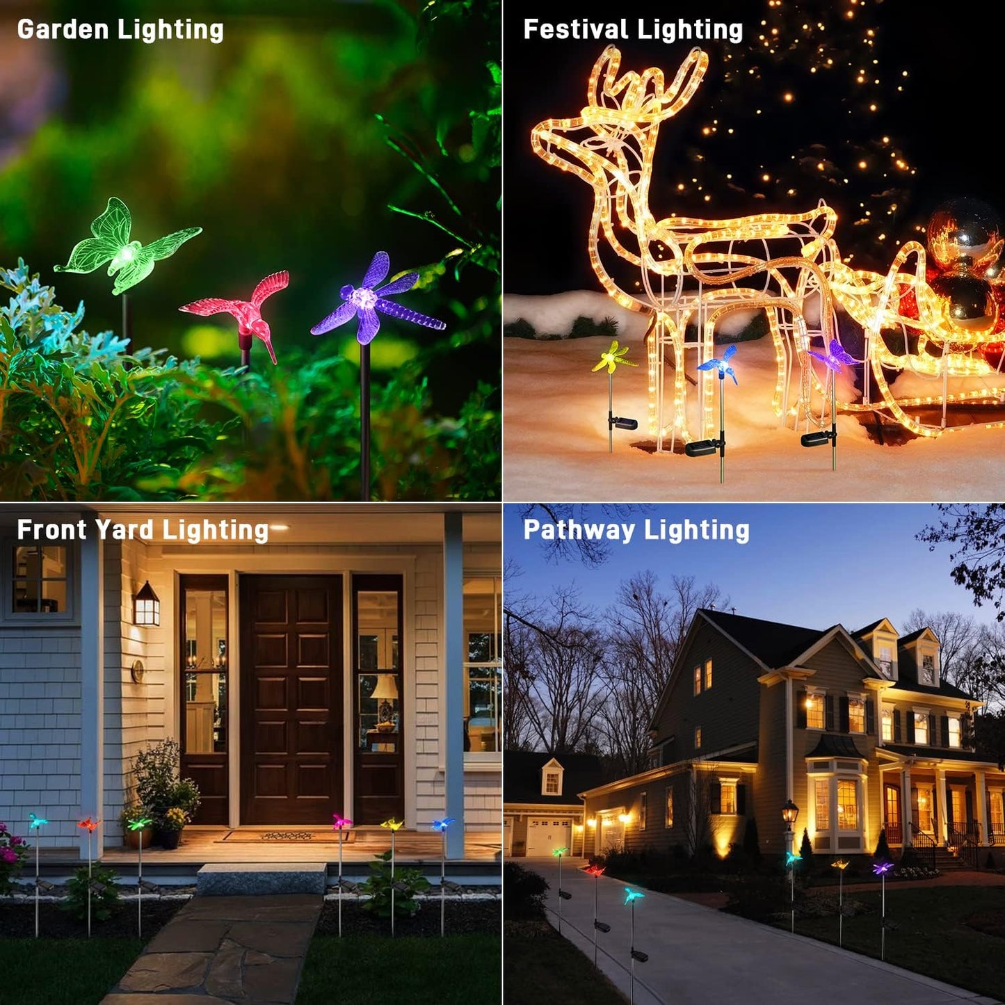 OxyLED Solar Garden Stake Lights 6 Pack Outdoor LED Figurine Lighting 