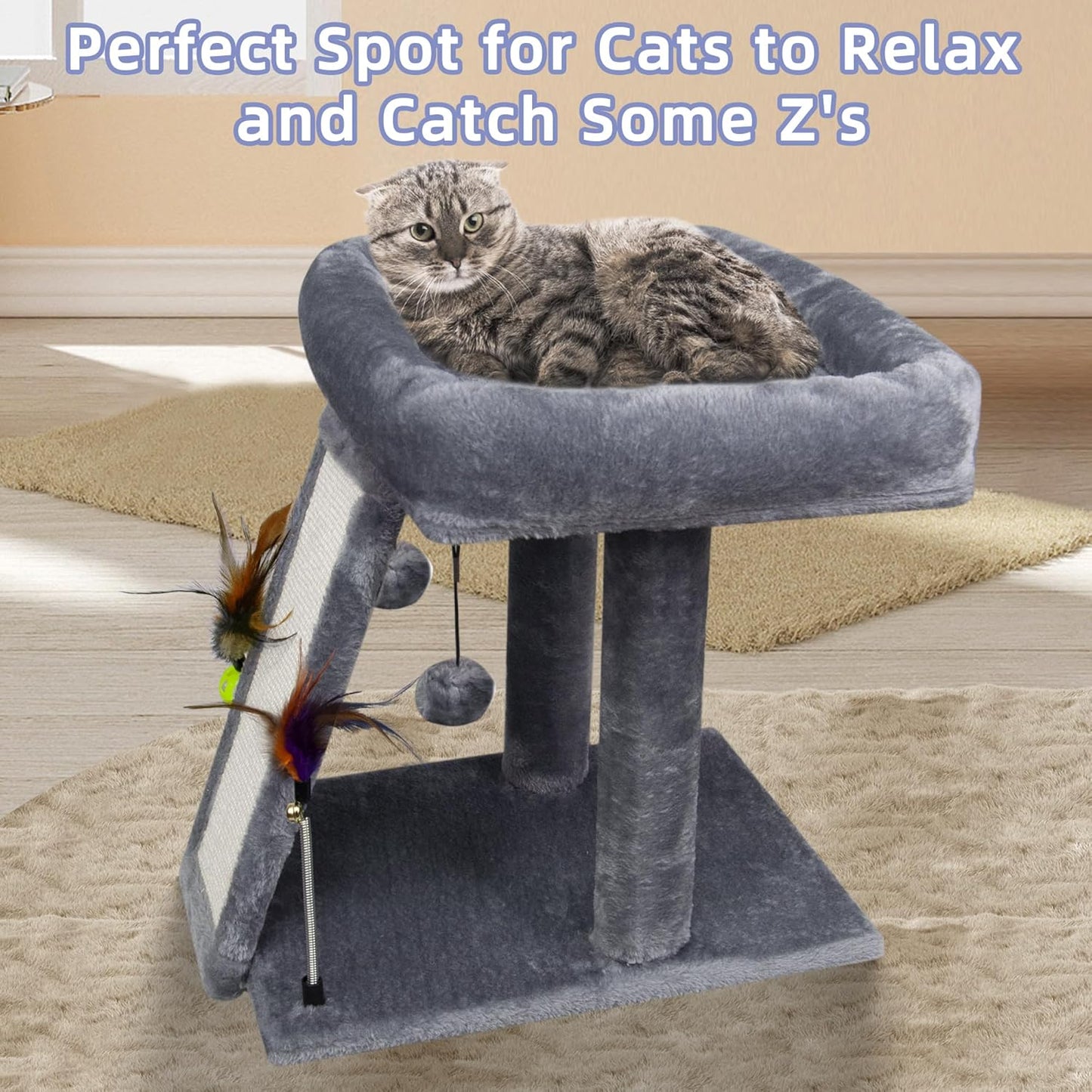 TWDEPART Cat Tree Tower with Cat Scratching Post for Indoor Cats, Acti