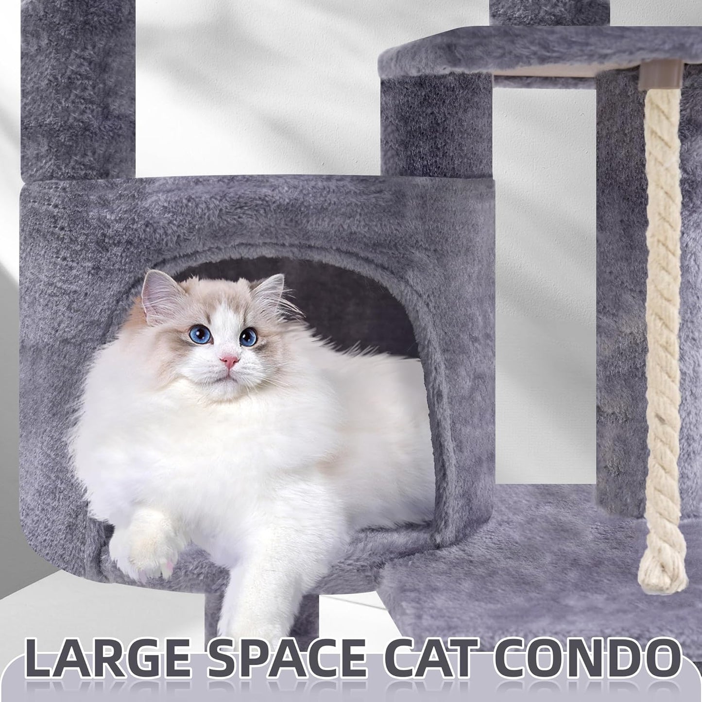 TWDEPART 42.5'' Cat Tree for Indor Cats, Multifunctional Cat Tower wit