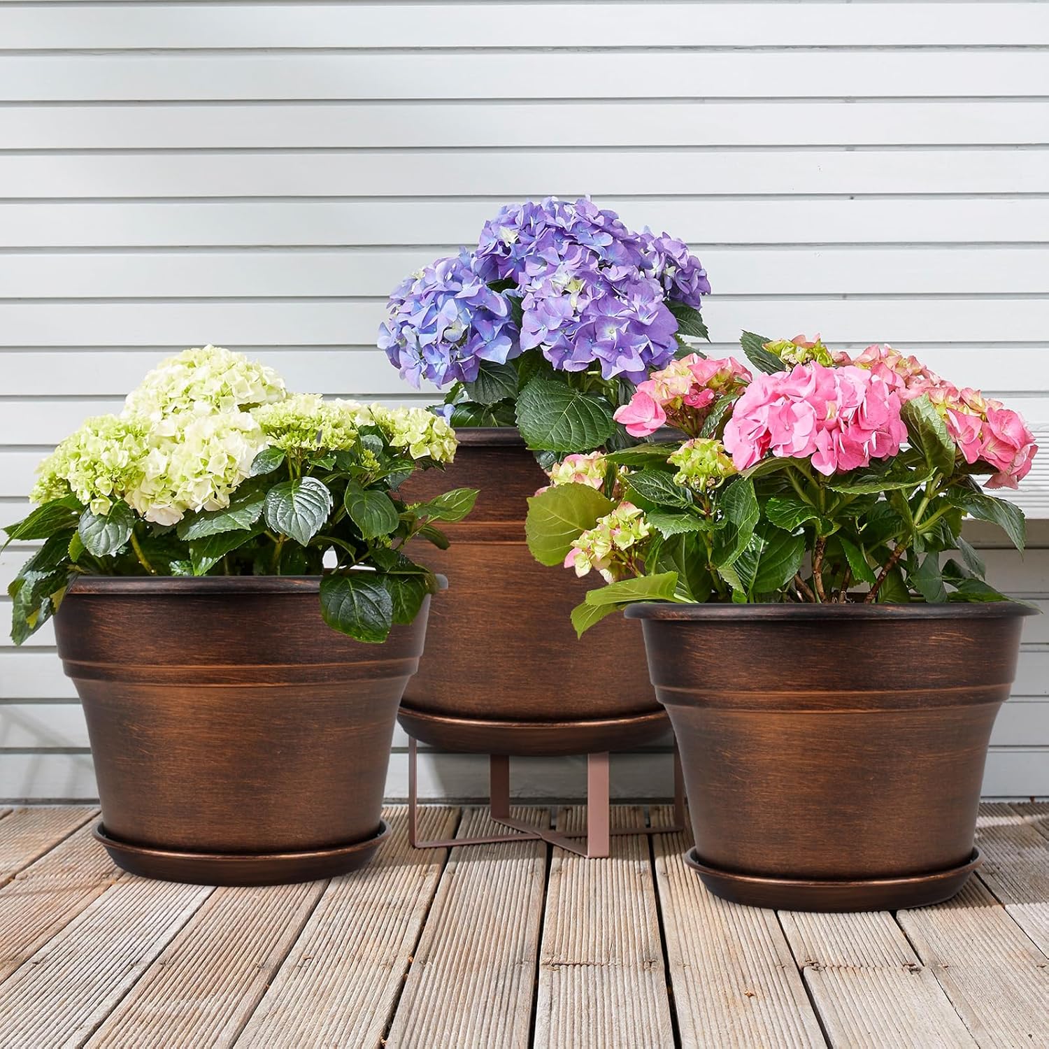 10 Inch Planters Plant Pots Indoor Outdoor, 4 Pack Plastic Flower Pot 