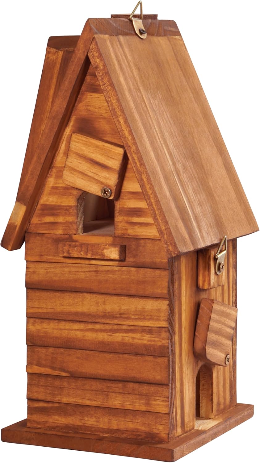 MIXUMON Bird Houses for Outside, Outdoor 2 Bird House Room for 2 Bird Families Bluebird Finch Cardinals Hanging Birdhouse for Garden (Style 11)